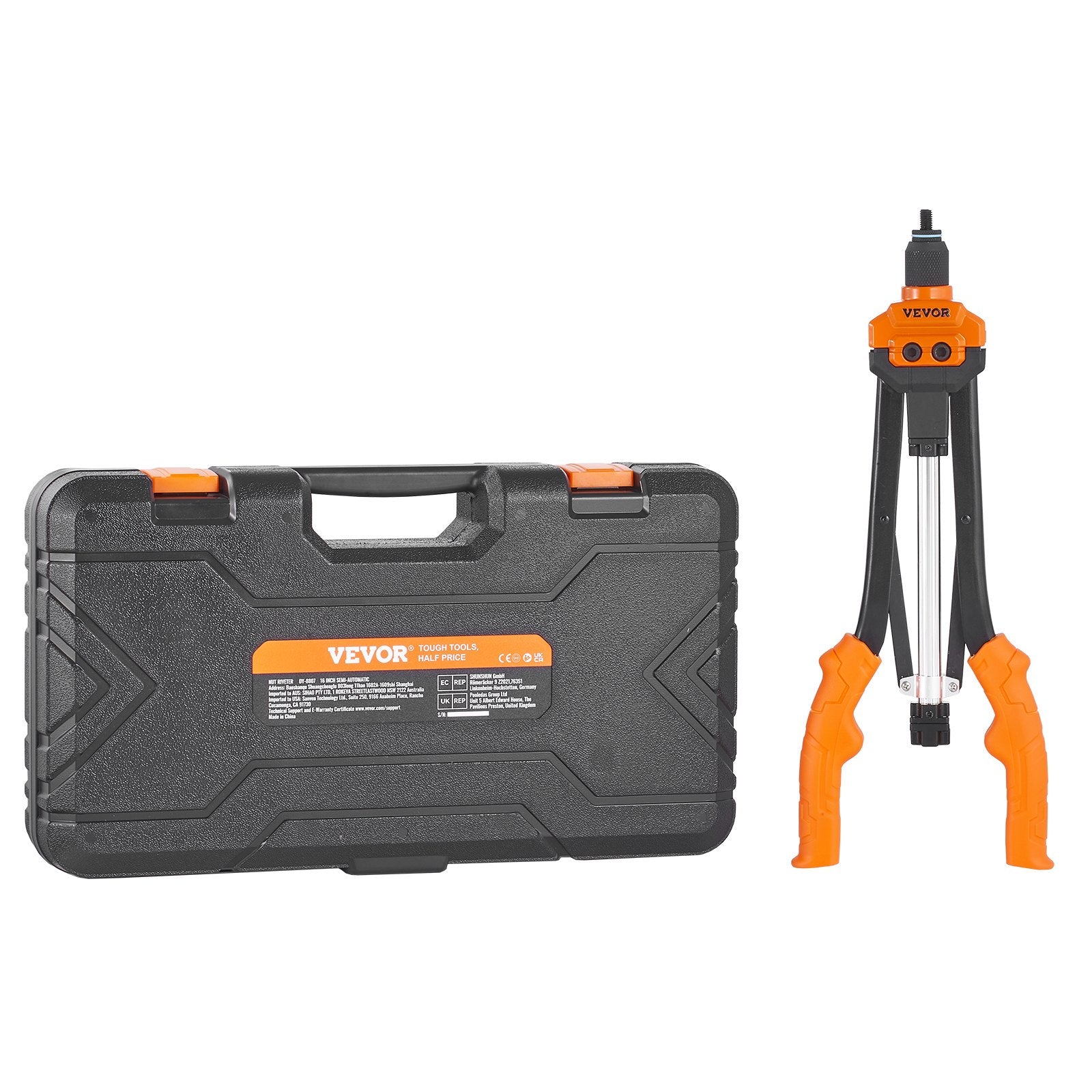 Tool Sockets: VEVOR Rivet Nut Tool, 16” Rivnut Tool Kit with 13PCS Metric and SAE Mandrels, 186PCS Rivet Nuts, M3, M4, 10-24, M5, M6, 1/4-20, 8-32, 5/16-18, M8, 3/8-16, M10, M12, 1/2-13, Semi-auto Retraction