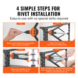 Tool Sockets: VEVOR Rivet Nut Tool, 16” Rivnut Tool Kit with 13PCS Metric and SAE Mandrels, 186PCS Rivet Nuts, M3, M4, 10-24, M5, M6, 1/4-20, 8-32, 5/16-18, M8, 3/8-16, M10, M12, 1/2-13, Semi-auto Retraction