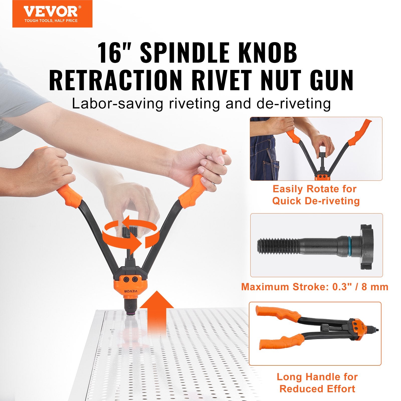 Tool Sockets: VEVOR Rivet Nut Tool, 16” Rivnut Tool Kit with 13PCS Metric and SAE Mandrels, 186PCS Rivet Nuts, M3, M4, 10-24, M5, M6, 1/4-20, 8-32, 5/16-18, M8, 3/8-16, M10, M12, 1/2-13, With Carrying Case