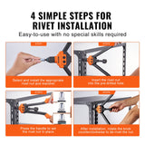 Tool Sockets: VEVOR Rivet Nut Tool, 16” Rivnut Tool Kit with 13PCS Metric and SAE Mandrels, 186PCS Rivet Nuts, M3, M4, 10-24, M5, M6, 1/4-20, 8-32, 5/16-18, M8, 3/8-16, M10, M12, 1/2-13, With Carrying Case