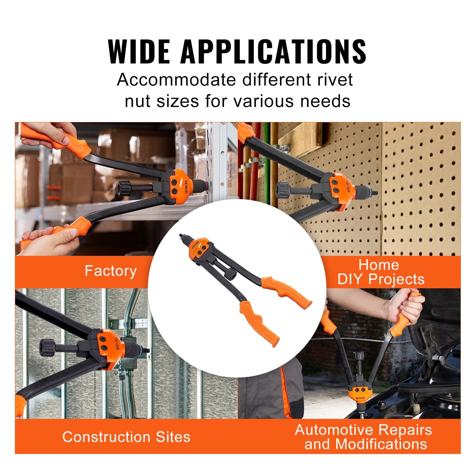 Tool Sockets: VEVOR Rivet Nut Tool, 16” Rivnut Tool Kit with 13PCS Metric and SAE Mandrels, 186PCS Rivet Nuts, M3, M4, 10-24, M5, M6, 1/4-20, 8-32, 5/16-18, M8, 3/8-16, M10, M12, 1/2-13, With Carrying Case