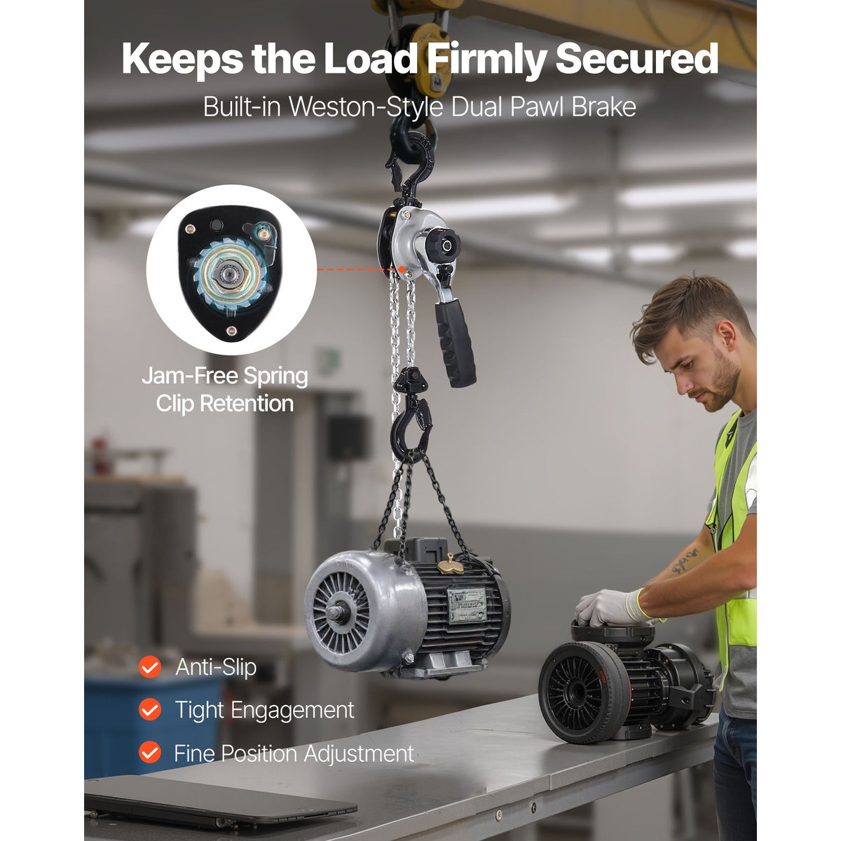 Manual Lever Chain Hoist, 1/2T 500KG Capacity Heavy Duty Come Along, 6M Lift G80 Alloy Steel Chain With Dual Pawl Mechanical Brake, 360° Rotating Hooks, for Warehouse Construction Garage