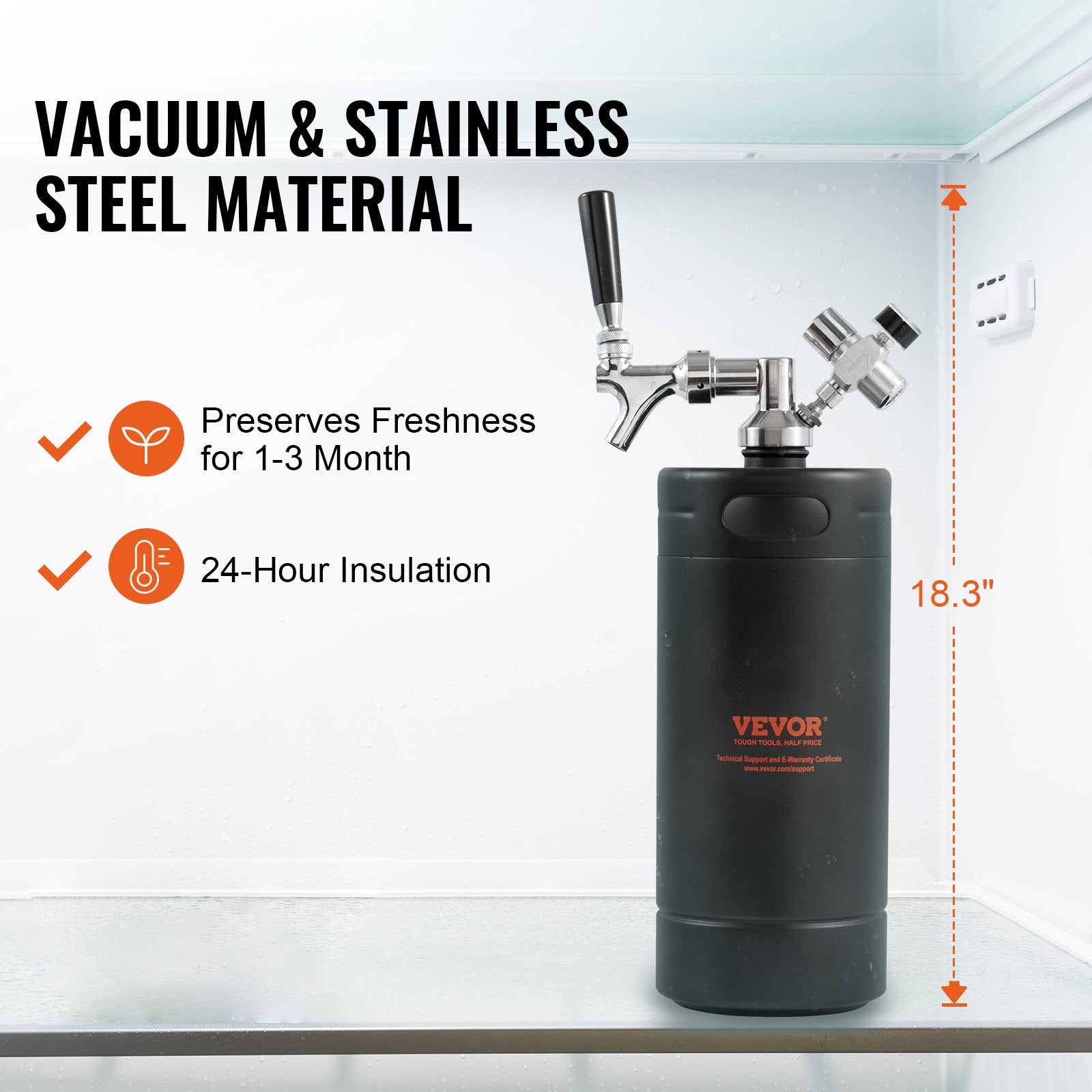 Distilling & Brewing: VEVOR Beer Growler Tap System, 4L Mini Keg, 304 Stainless Steel Pressurized Beer Growler, Keg Growler with Pressure Display, CO2 Regulator Faucet, Leak-Proof Ring For Draft, Homebrew, Craft Beer