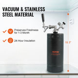 Distilling & Brewing: VEVOR Beer Growler Tap System, 4L Mini Keg, 304 Stainless Steel Pressurized Beer Growler, Keg Growler with Pressure Display, CO2 Regulator Faucet, Leak-Proof Ring For Draft, Homebrew, Craft Beer
