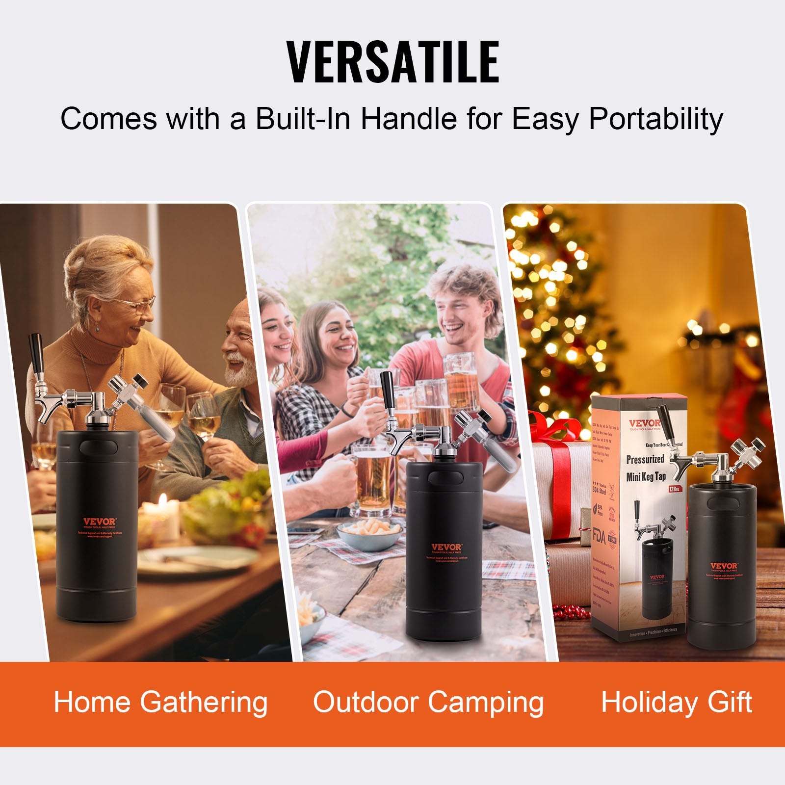 Distilling & Brewing: VEVOR Beer Growler Tap System, 4L Mini Keg, 304 Stainless Steel Pressurized Beer Growler, Keg Growler with Pressure Display, CO2 Regulator Faucet, Leak-Proof Ring For Draft, Homebrew, Craft Beer