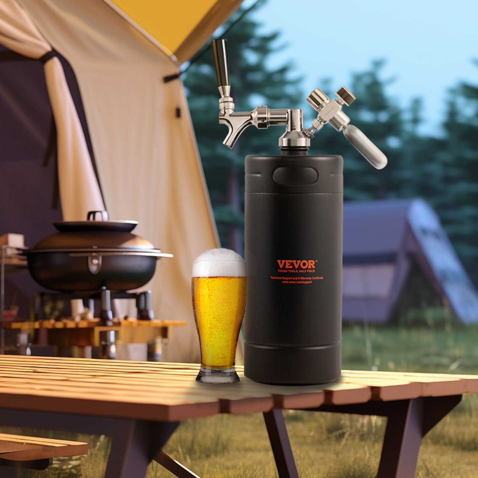 Distilling & Brewing: VEVOR Beer Growler Tap System, 4L Mini Keg, 304 Stainless Steel Pressurized Beer Growler, Keg Growler with Pressure Display, CO2 Regulator Faucet, Leak-Proof Ring For Draft, Homebrew, Craft Beer