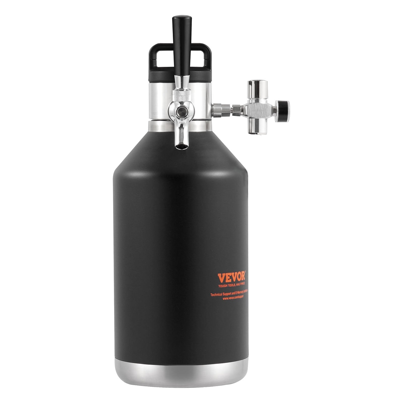 Distilling & Brewing: VEVOR Beer Growler Tap System, 4L Mini Keg, 304 Stainless Steel Pressurized Beer Growler, Keg Growler with Pressure Display, CO2 Regulator Faucet, Leak-Proof Ring For Draft, Homebrew, Craft Beer