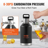 Distilling & Brewing: VEVOR Beer Growler Tap System, 4L Mini Keg, 304 Stainless Steel Pressurized Beer Growler, Keg Growler with Pressure Display, CO2 Regulator Faucet, Leak-Proof Ring For Draft, Homebrew, Craft Beer