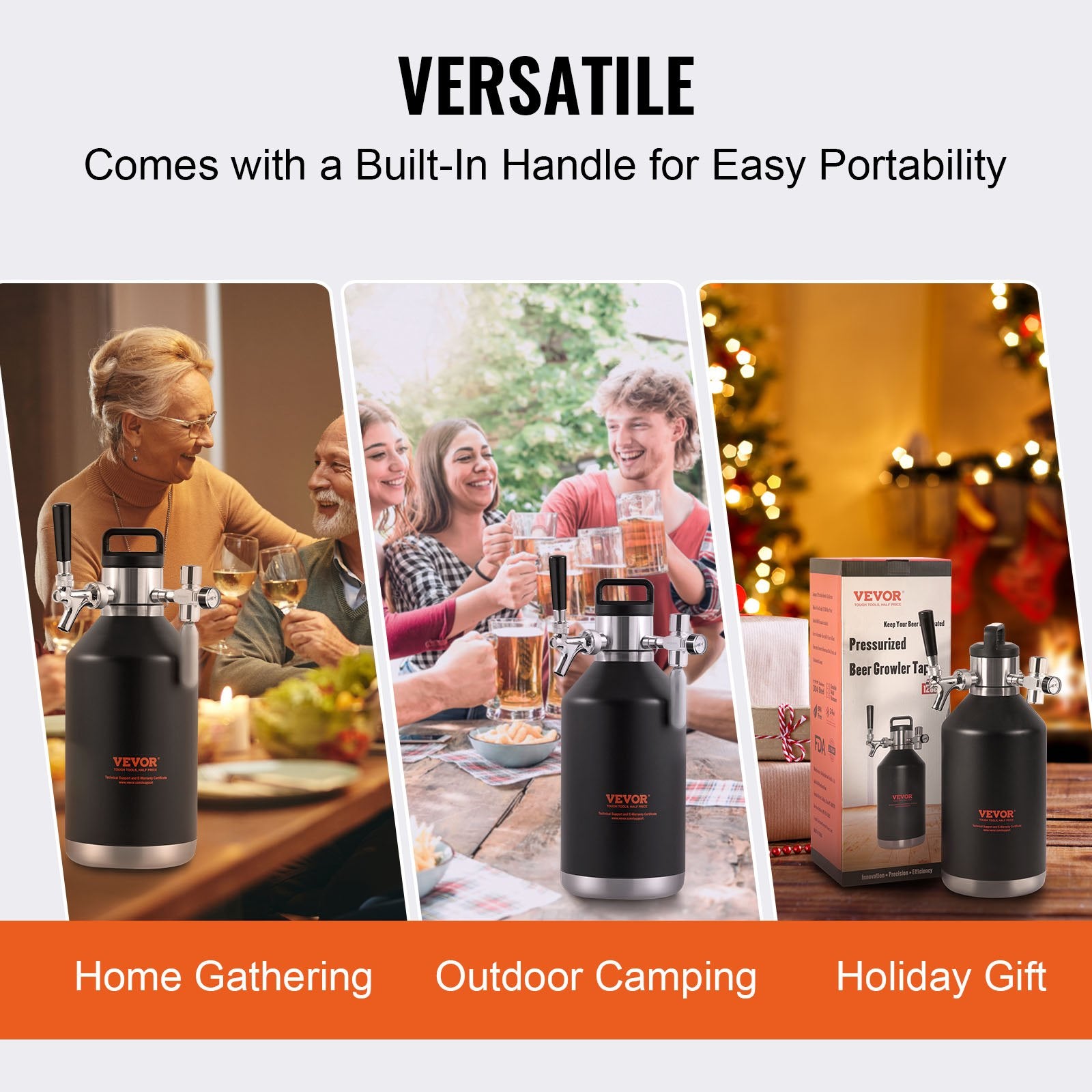 Distilling & Brewing: VEVOR Beer Growler Tap System, 4L Mini Keg, 304 Stainless Steel Pressurized Beer Growler, Keg Growler with Pressure Display, CO2 Regulator Faucet, Leak-Proof Ring For Draft, Homebrew, Craft Beer