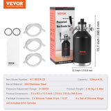 Distilling & Brewing: VEVOR Beer Growler Tap System, 4L Mini Keg, 304 Stainless Steel Pressurized Beer Growler, Keg Growler with Pressure Display, CO2 Regulator Faucet, Leak-Proof Ring For Draft, Homebrew, Craft Beer