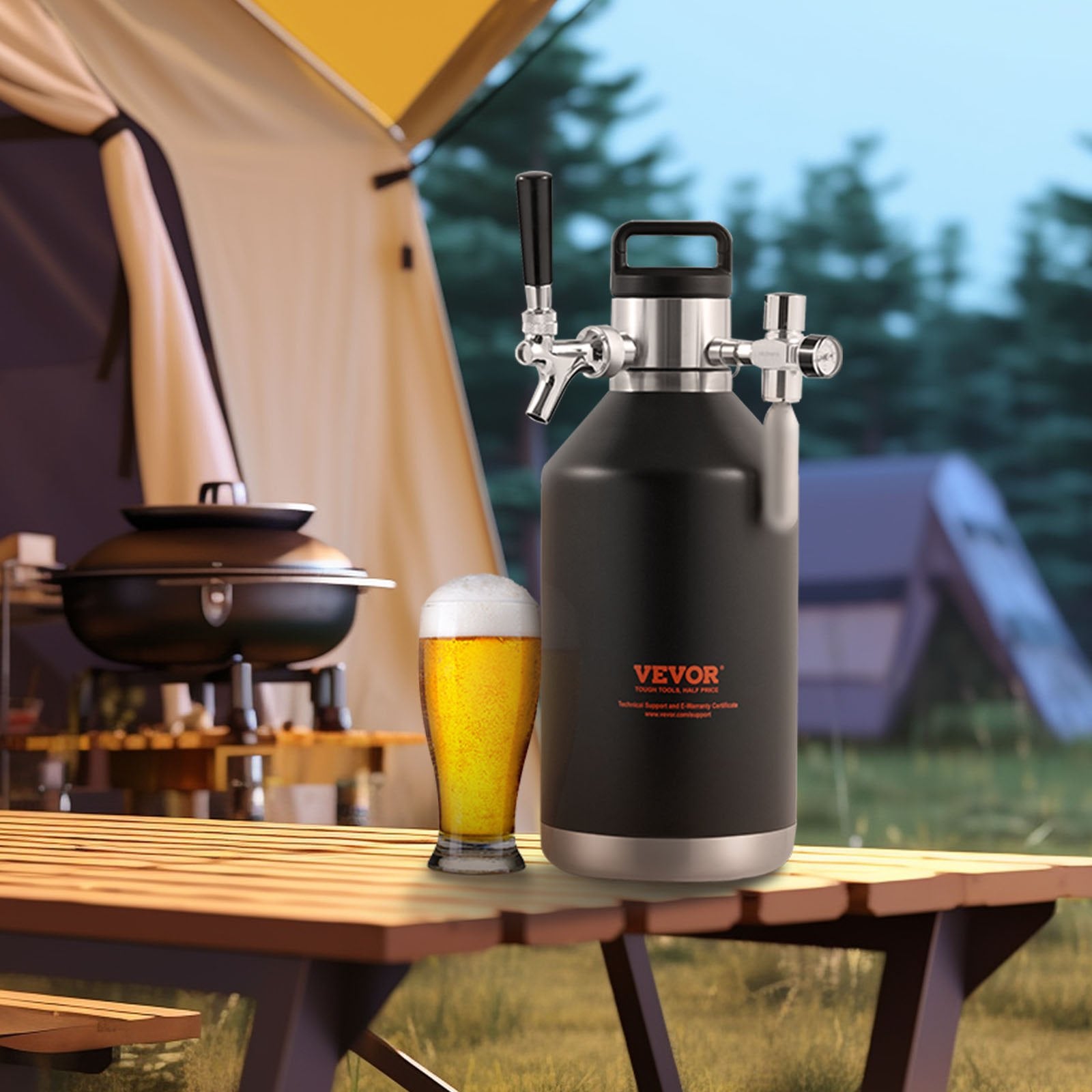 Distilling & Brewing: VEVOR Beer Growler Tap System, 4L Mini Keg, 304 Stainless Steel Pressurized Beer Growler, Keg Growler with Pressure Display, CO2 Regulator Faucet, Leak-Proof Ring For Draft, Homebrew, Craft Beer