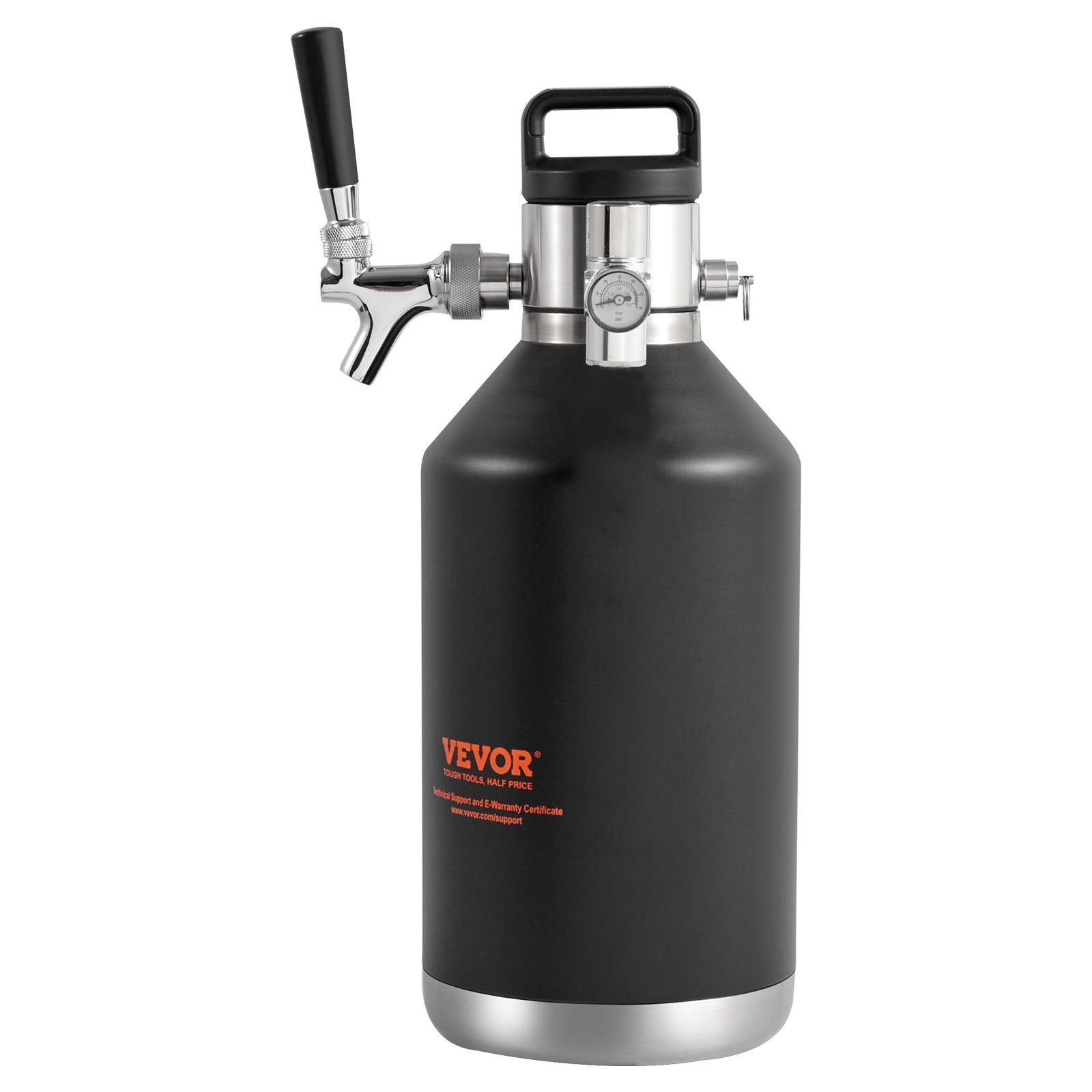 Distilling & Brewing: VEVOR Beer Growler Tap System, 4L Mini Keg, 304 Stainless Steel Pressurized Beer Growler, Keg Growler with Pressure Display, CO2 Regulator Faucet, Leak-Proof Ring For Draft, Homebrew, Craft Beer