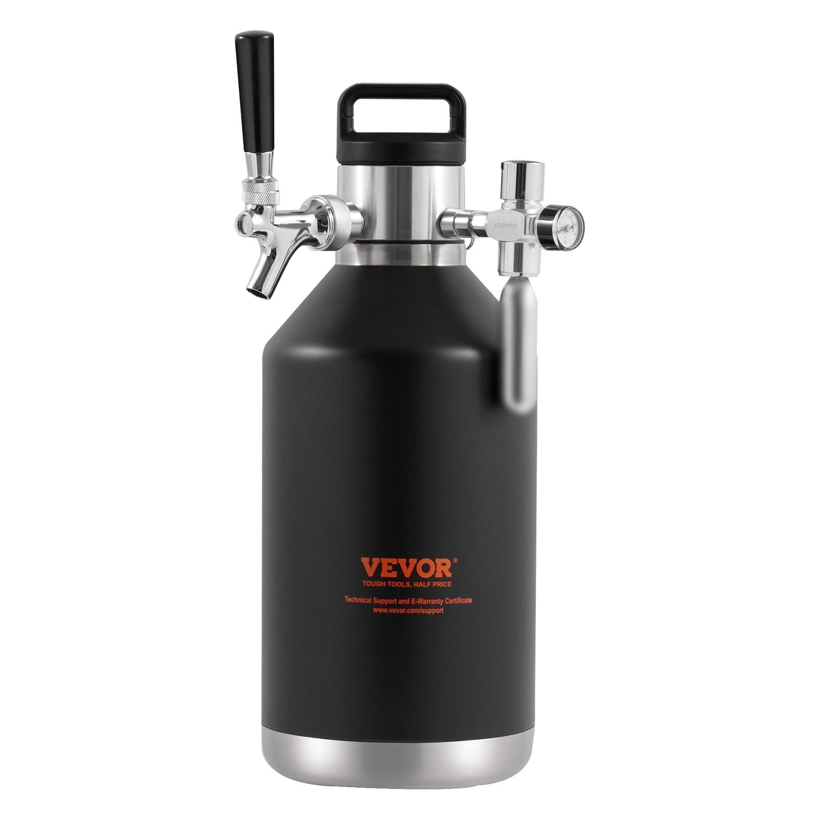 Distilling & Brewing: VEVOR Beer Growler Tap System, 4L Mini Keg, 304 Stainless Steel Pressurized Beer Growler, Keg Growler with Pressure Display, CO2 Regulator Faucet, Leak-Proof Ring For Draft, Homebrew, Craft Beer
