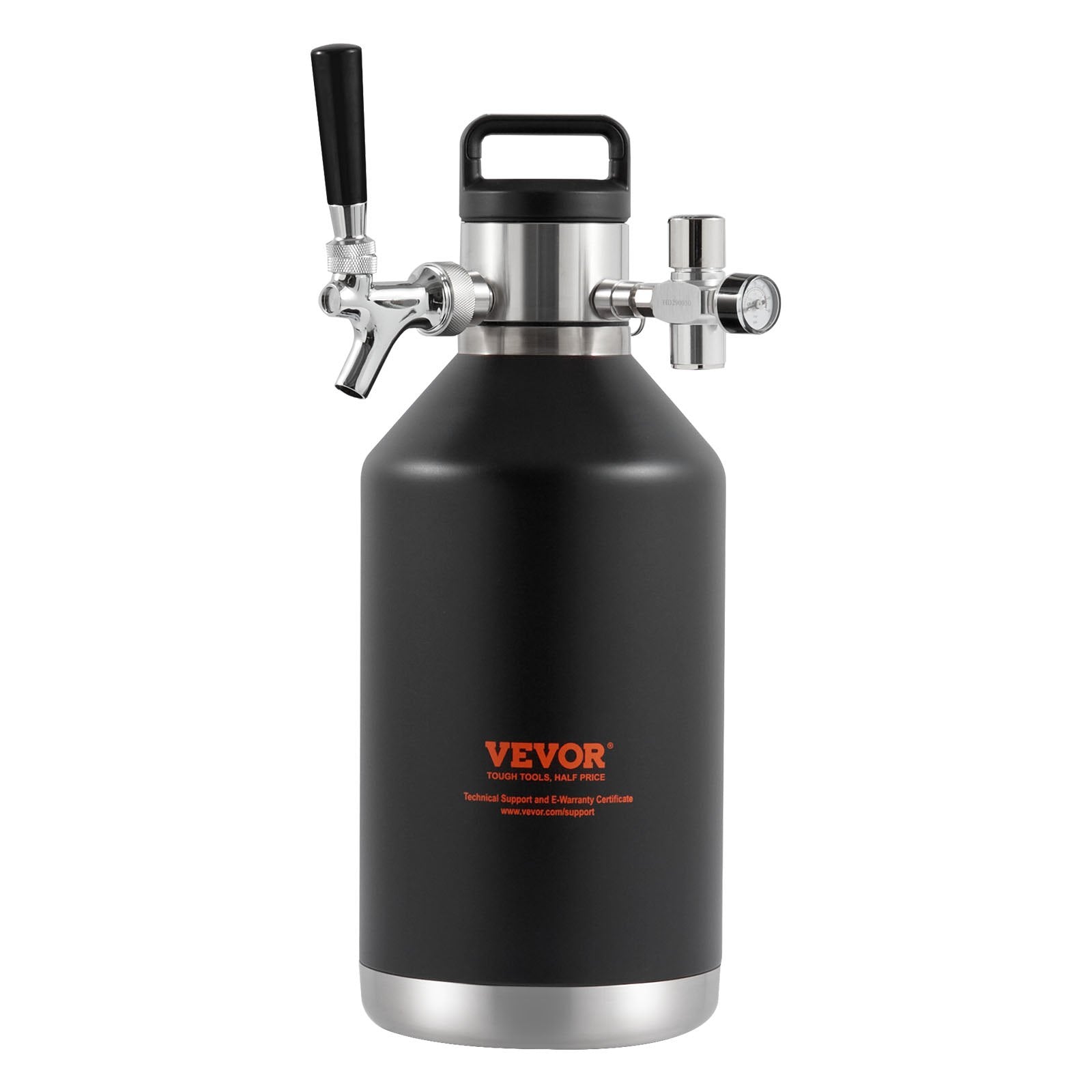 Distilling & Brewing: VEVOR Beer Growler Tap System, 4L Mini Keg, 304 Stainless Steel Pressurized Beer Growler, Keg Growler with Pressure Display, CO2 Regulator Faucet, Leak-Proof Ring For Draft, Homebrew, Craft Beer