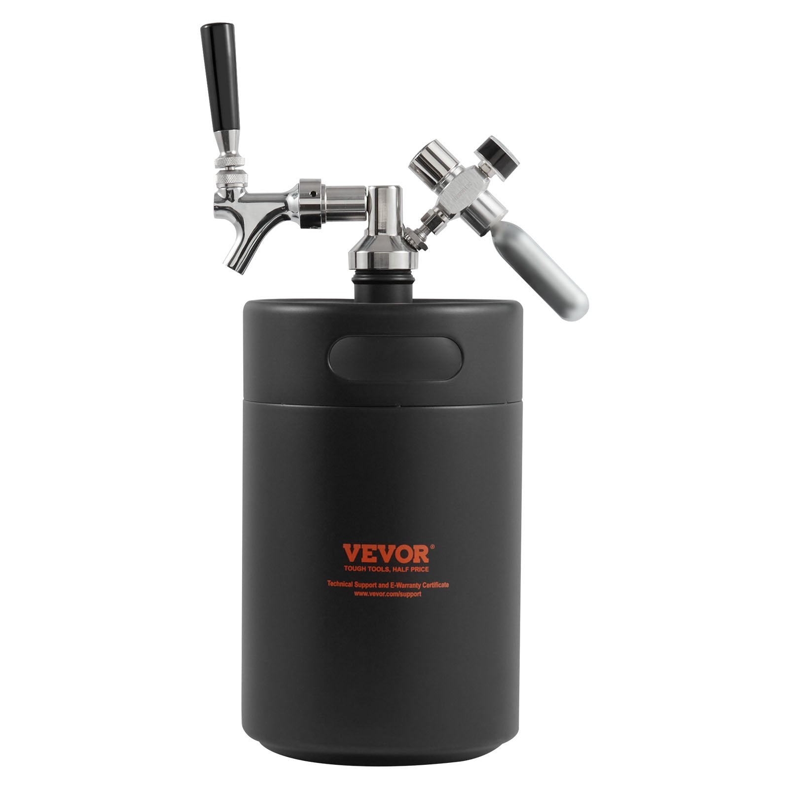 Distilling & Brewing: VEVOR Beer Growler Tap System, 5L Mini Keg, 304 Stainless Steel Pressurized Beer Growler, Keg Growler with Pressure Display, CO2 Regulator Faucet, Leak-Proof Ring For Draft, Homebrew, Craft Beer