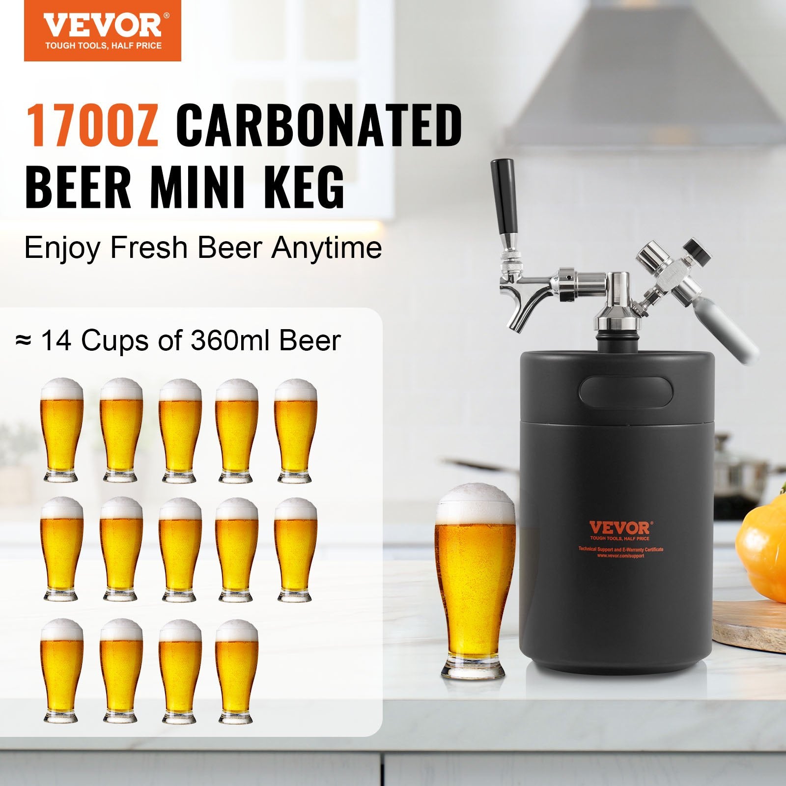 Distilling & Brewing: VEVOR Beer Growler Tap System, 5L Mini Keg, 304 Stainless Steel Pressurized Beer Growler, Keg Growler with Pressure Display, CO2 Regulator Faucet, Leak-Proof Ring For Draft, Homebrew, Craft Beer