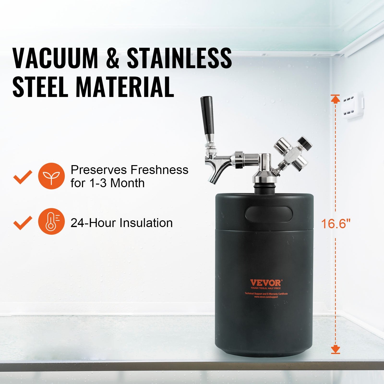 Distilling & Brewing: VEVOR Beer Growler Tap System, 5L Mini Keg, 304 Stainless Steel Pressurized Beer Growler, Keg Growler with Pressure Display, CO2 Regulator Faucet, Leak-Proof Ring For Draft, Homebrew, Craft Beer