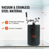 Distilling & Brewing: VEVOR Beer Growler Tap System, 5L Mini Keg, 304 Stainless Steel Pressurized Beer Growler, Keg Growler with Pressure Display, CO2 Regulator Faucet, Leak-Proof Ring For Draft, Homebrew, Craft Beer