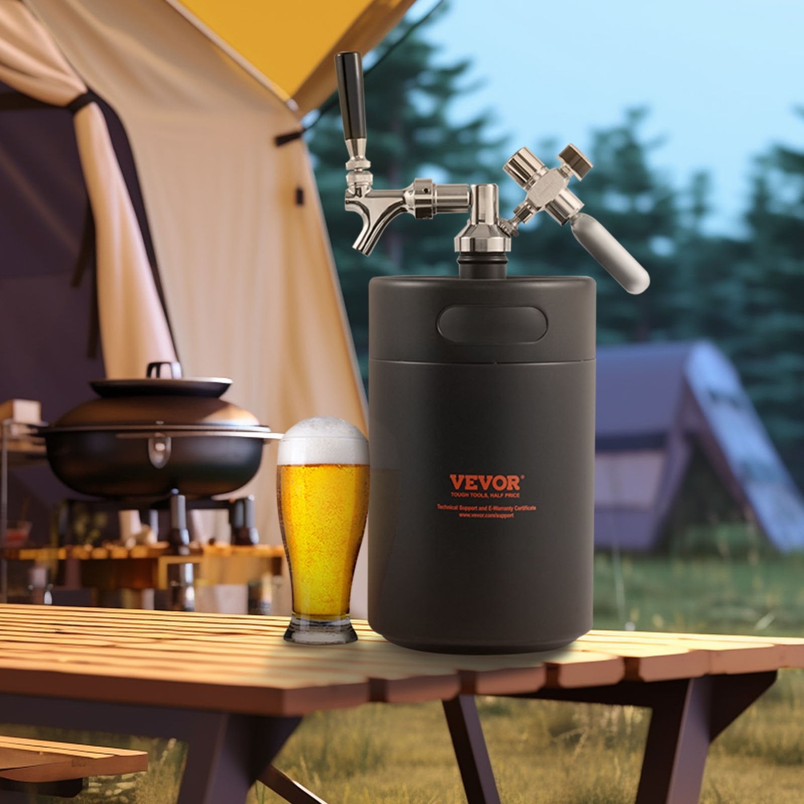 Distilling & Brewing: VEVOR Beer Growler Tap System, 5L Mini Keg, 304 Stainless Steel Pressurized Beer Growler, Keg Growler with Pressure Display, CO2 Regulator Faucet, Leak-Proof Ring For Draft, Homebrew, Craft Beer