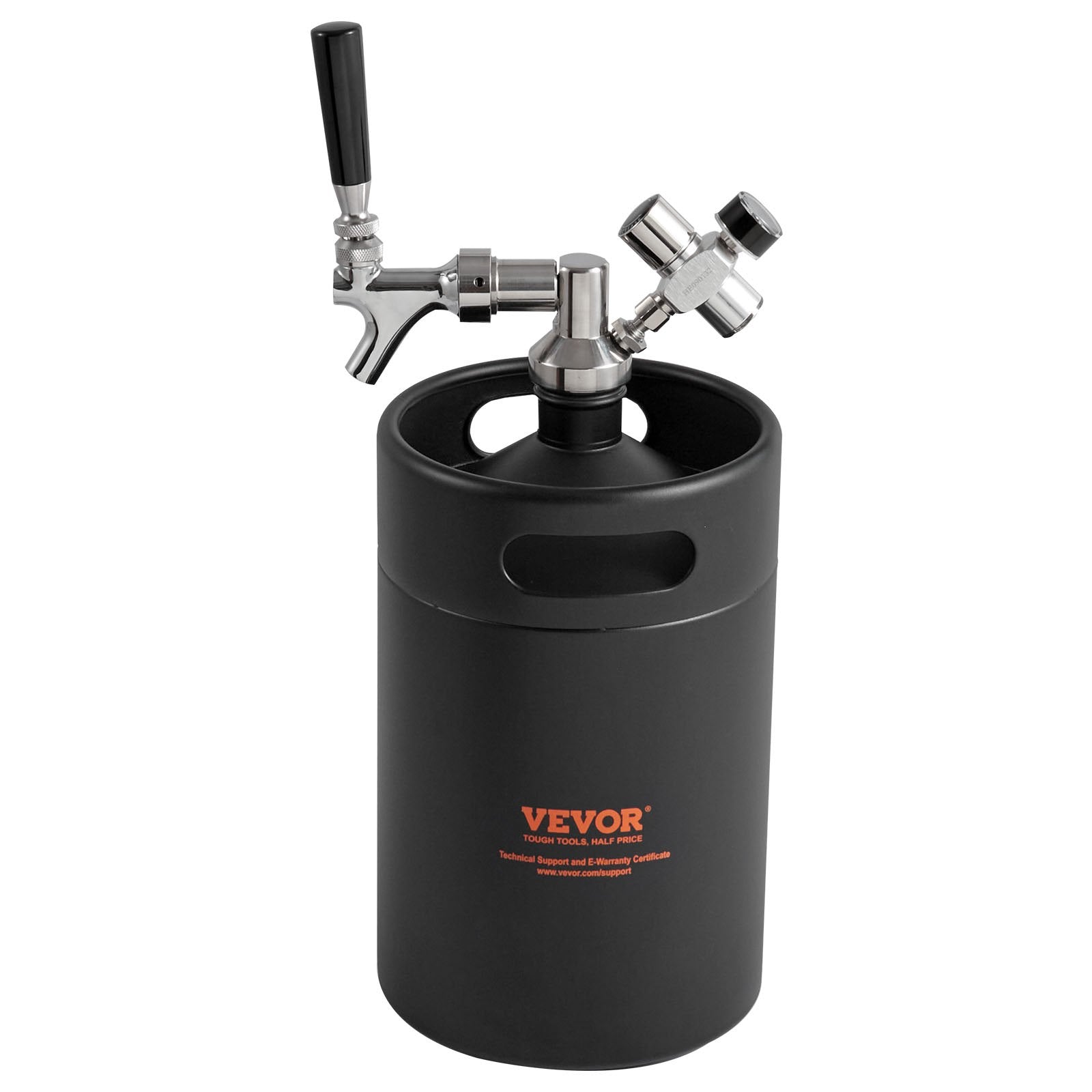 Distilling & Brewing: VEVOR Beer Growler Tap System, 5L Mini Keg, 304 Stainless Steel Pressurized Beer Growler, Keg Growler with Pressure Display, CO2 Regulator Faucet, Leak-Proof Ring For Draft, Homebrew, Craft Beer