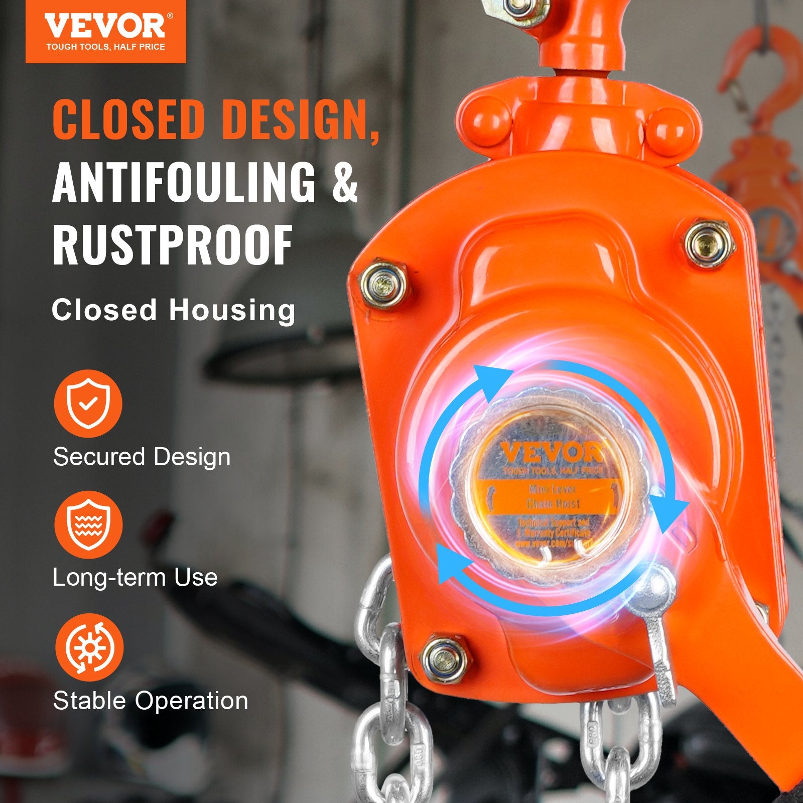Pull Out Bins: VEVOR Manual Lever Chain Hoist, 1/2 Ton 1100 lbs Capacity 10 FT Come Along, G80 Galvanized Carbon Steel with Weston Double-Pawl Brake, Auto Chain Leading & 360° Rotation Hook, for Garage Factory Dock