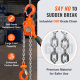 Pull Out Bins: VEVOR Manual Lever Chain Hoist, 1/2 Ton 1100 lbs Capacity 10 FT Come Along, G80 Galvanized Carbon Steel with Weston Double-Pawl Brake, Auto Chain Leading & 360° Rotation Hook, for Garage Factory Dock
