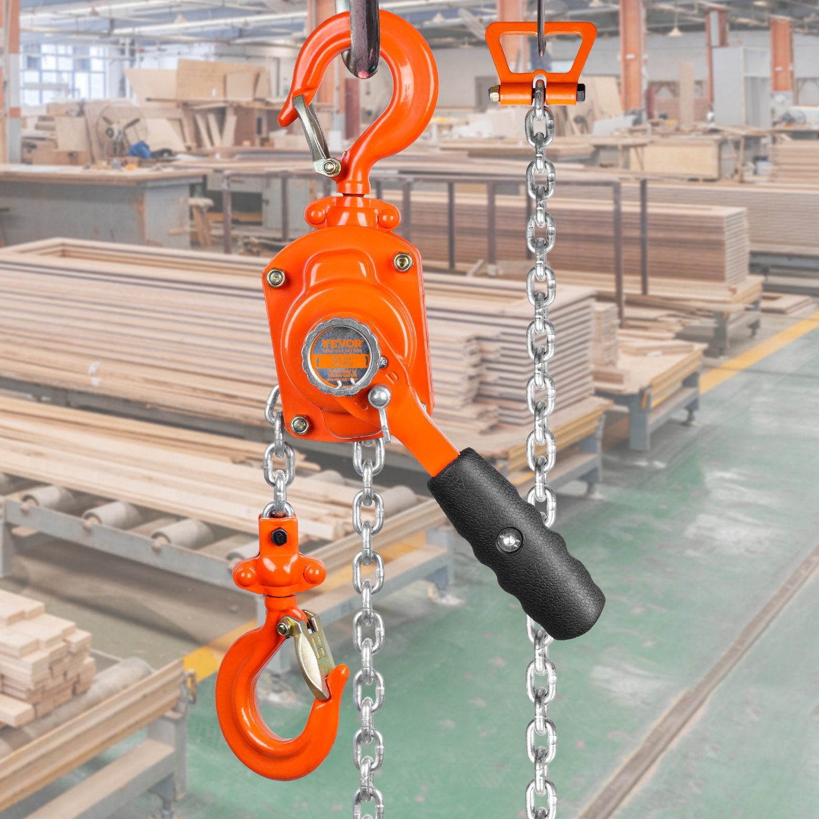 Pull Out Bins: VEVOR Manual Lever Chain Hoist, 1/2 Ton 1100 lbs Capacity 10 FT Come Along, G80 Galvanized Carbon Steel with Weston Double-Pawl Brake, Auto Chain Leading & 360° Rotation Hook, for Garage Factory Dock