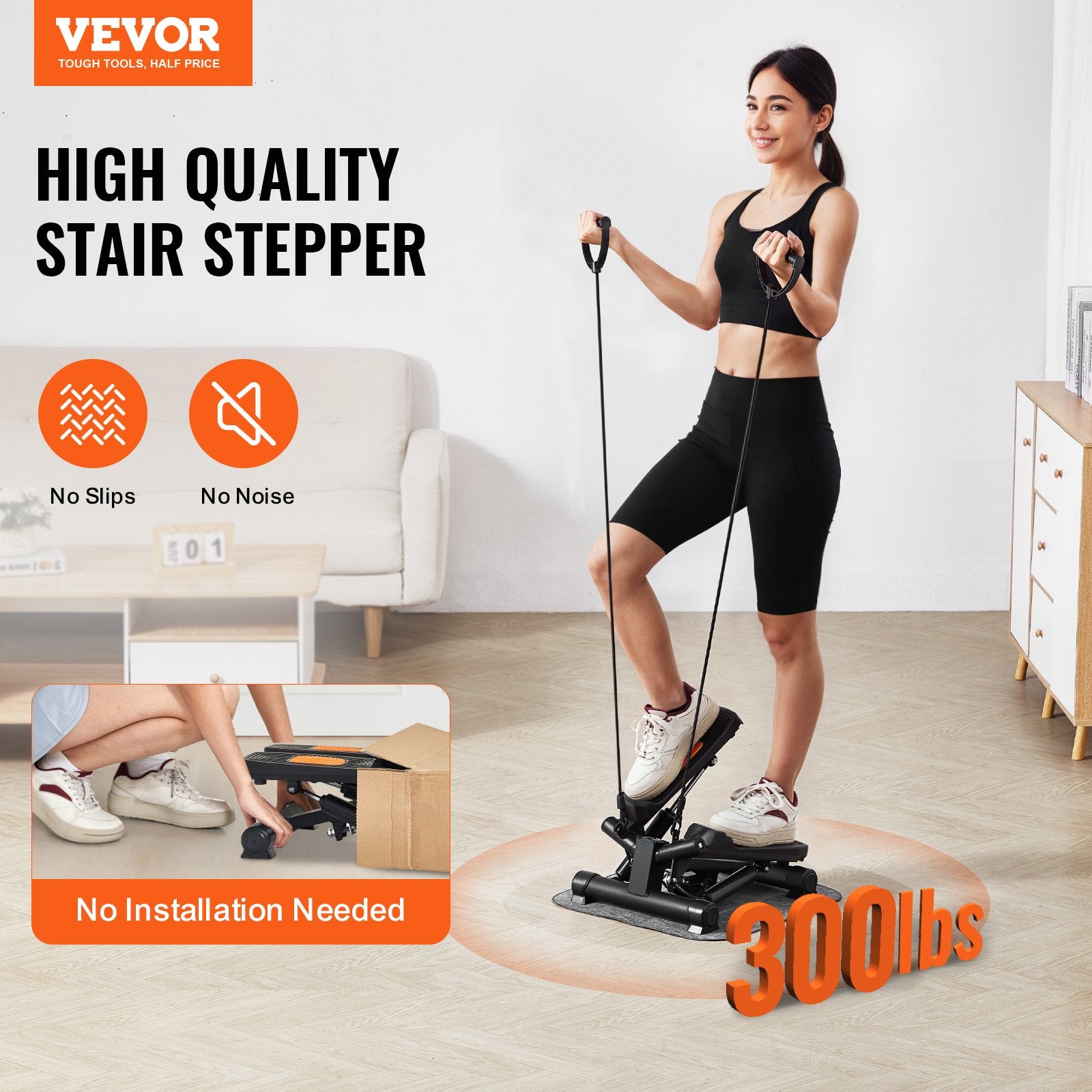 Gym & Training Step: VEVOR Stair Stepper for Exercise at Home Mini Twist Stepper Resistance Band