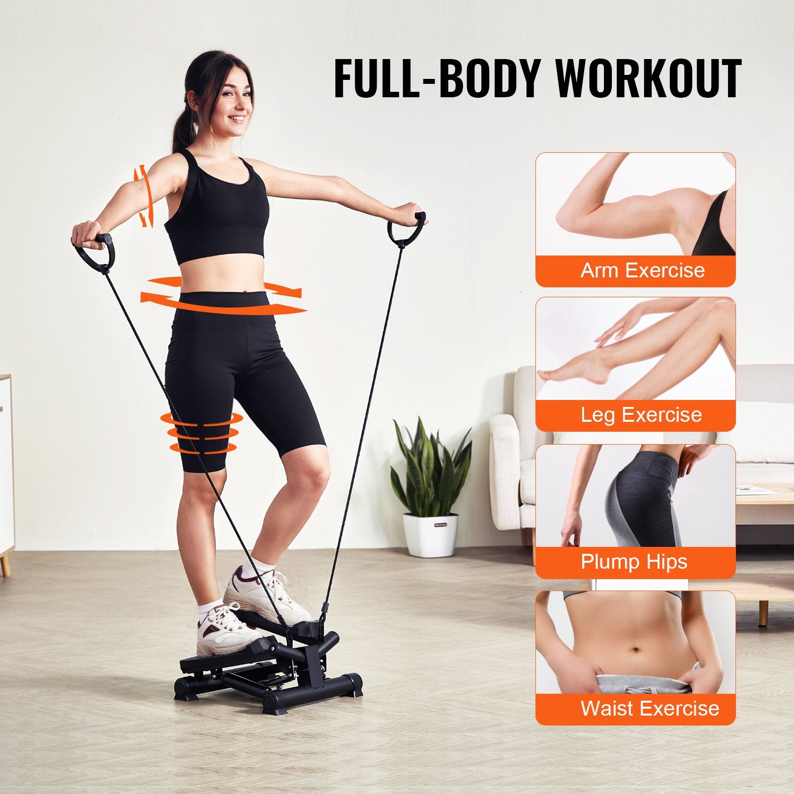 Gym & Training Step: VEVOR Stair Stepper for Exercise at Home Mini Twist Stepper Resistance Band