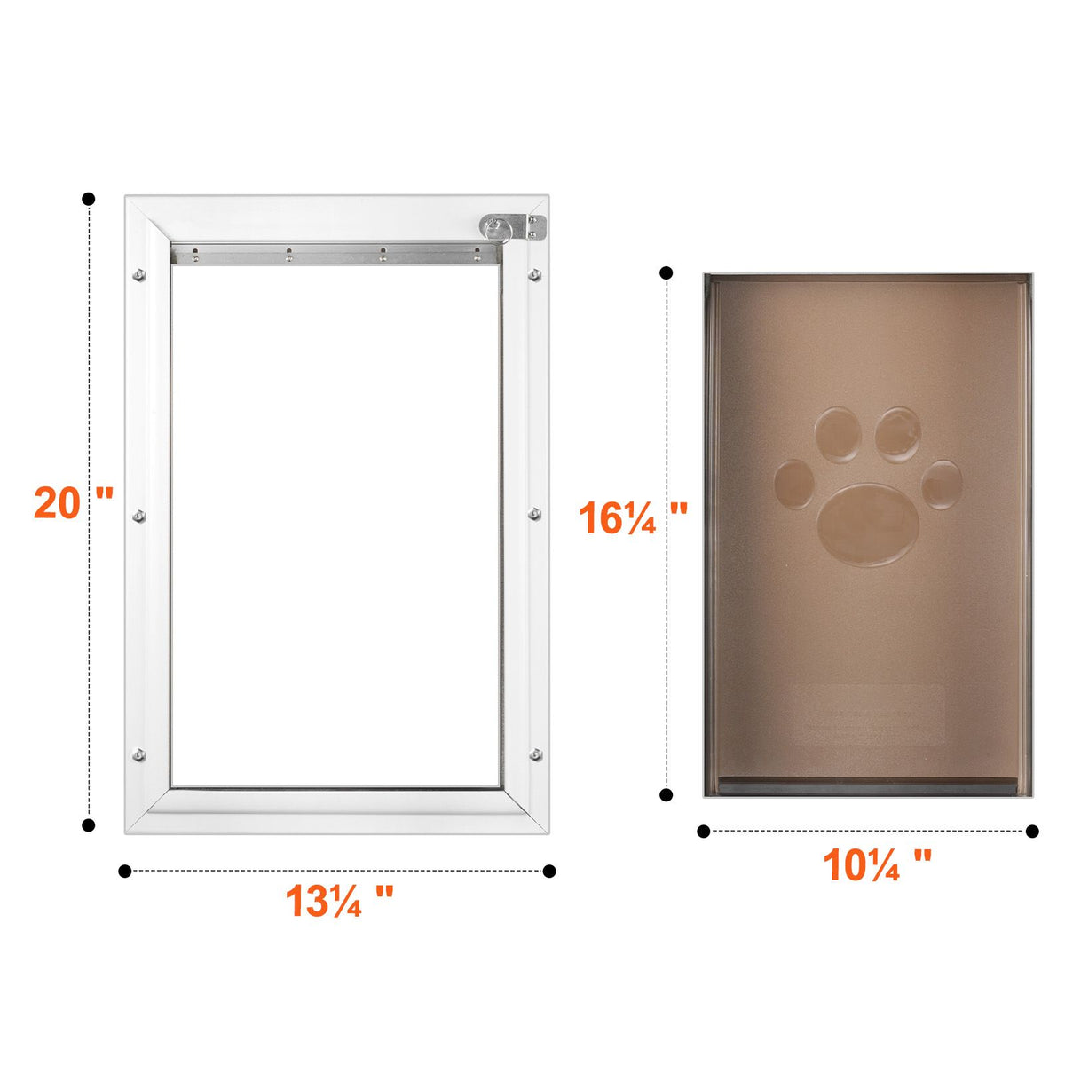Pet Door, 33.7 x 50.9 cm Aluminum Frame with Lock and Flap System, Weatherproof Doggy Door, Easy to Install in Interior or Exterior Doors, Pet Door Suitable for Cat Doggie Kitties (White-L)