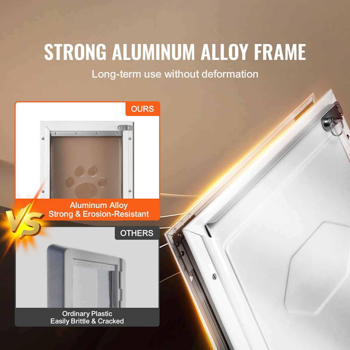Pet Door, 21 x 30.3 cm Aluminum Frame with Lock and Flap System, Weatherproof Doggy Door, Easy to Install in Interior or Exterior Doors, Pet Door Suitable for Cat Doggie Kitties (White-Small)