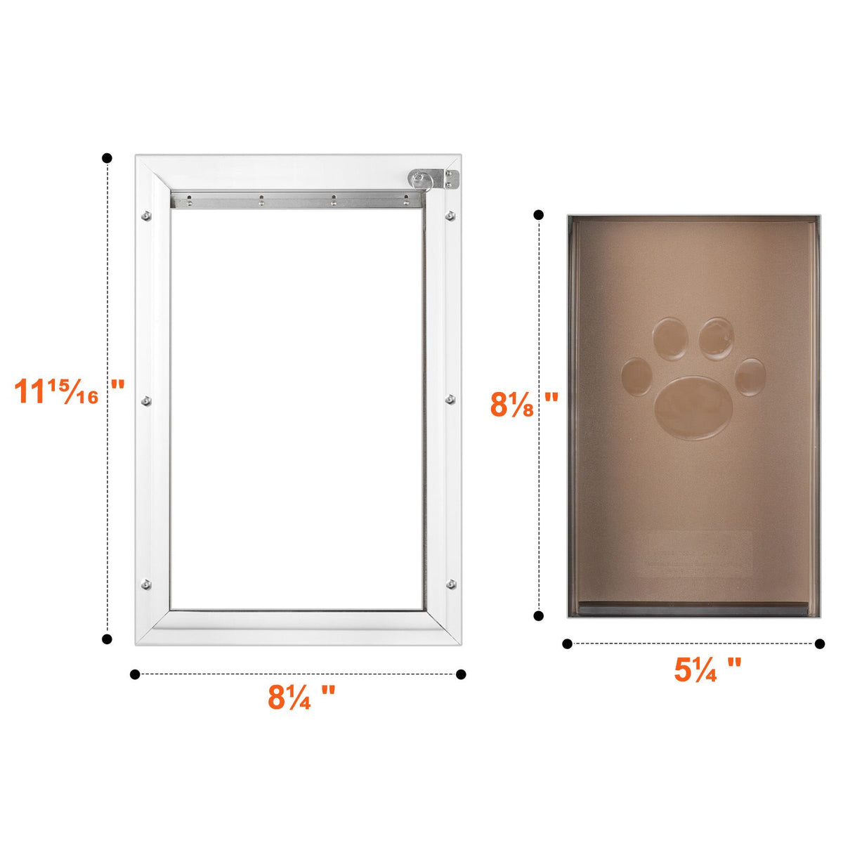 Pet Door, 21 x 30.3 cm Aluminum Frame with Lock and Flap System, Weatherproof Doggy Door, Easy to Install in Interior or Exterior Doors, Pet Door Suitable for Cat Doggie Kitties (White-Small)