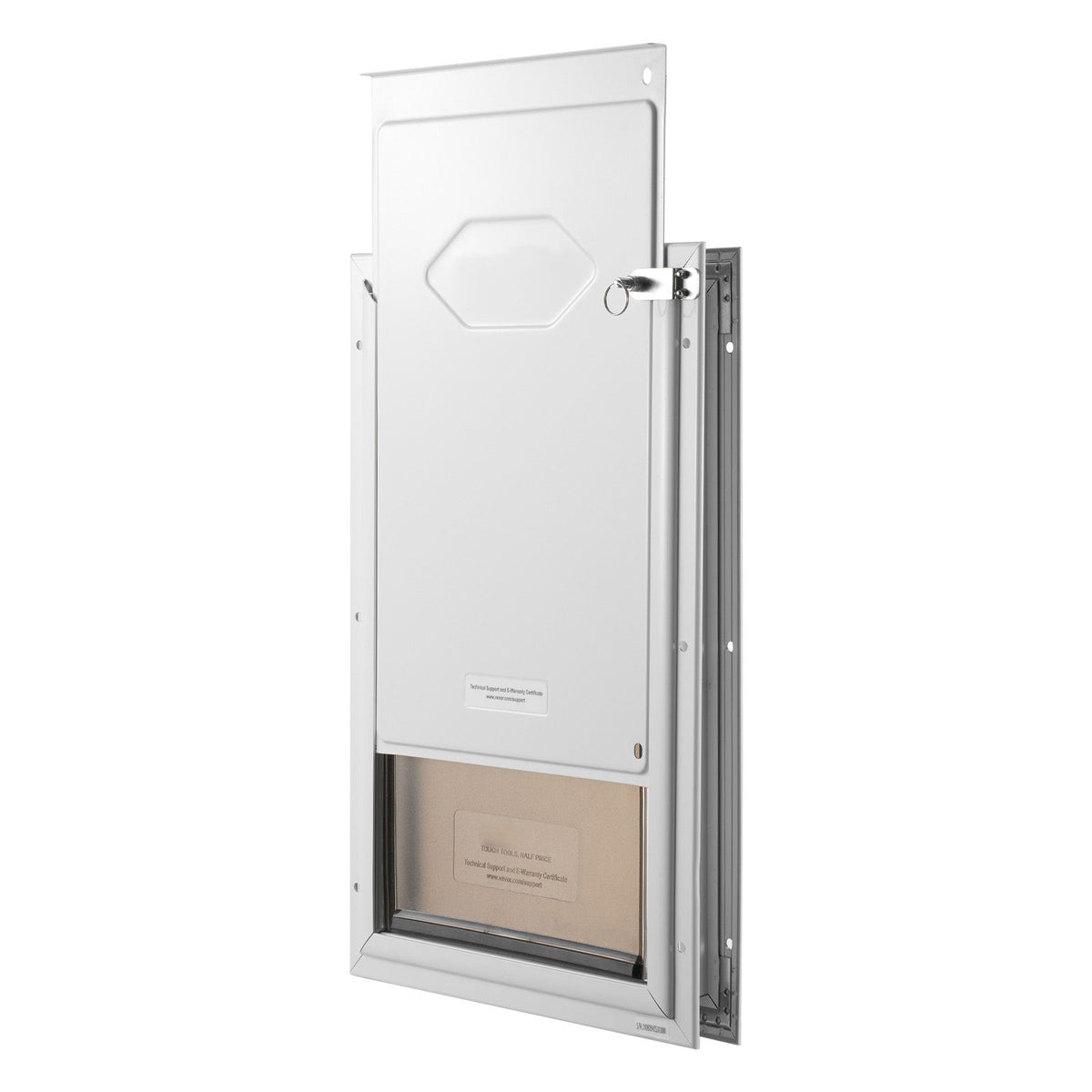 Pet Door, 21 x 30.3 cm Aluminum Frame with Lock and Flap System, Weatherproof Doggy Door, Easy to Install in Interior or Exterior Doors, Pet Door Suitable for Cat Doggie Kitties (White-Small)