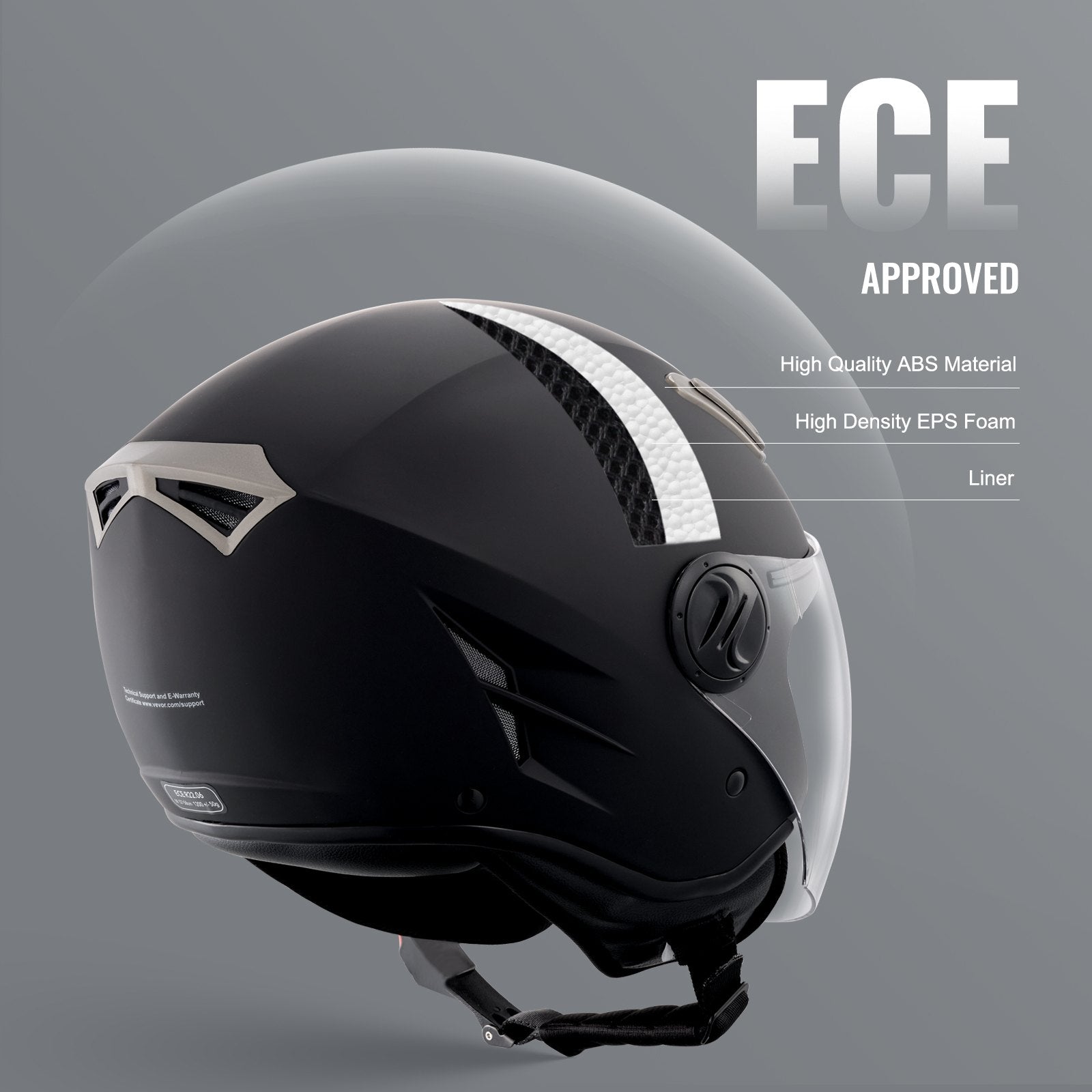 Bicycle Helmets: VEVOR 3/4-Face Motorcycle Helmet Motocross Helmet with Bluetooth Communication