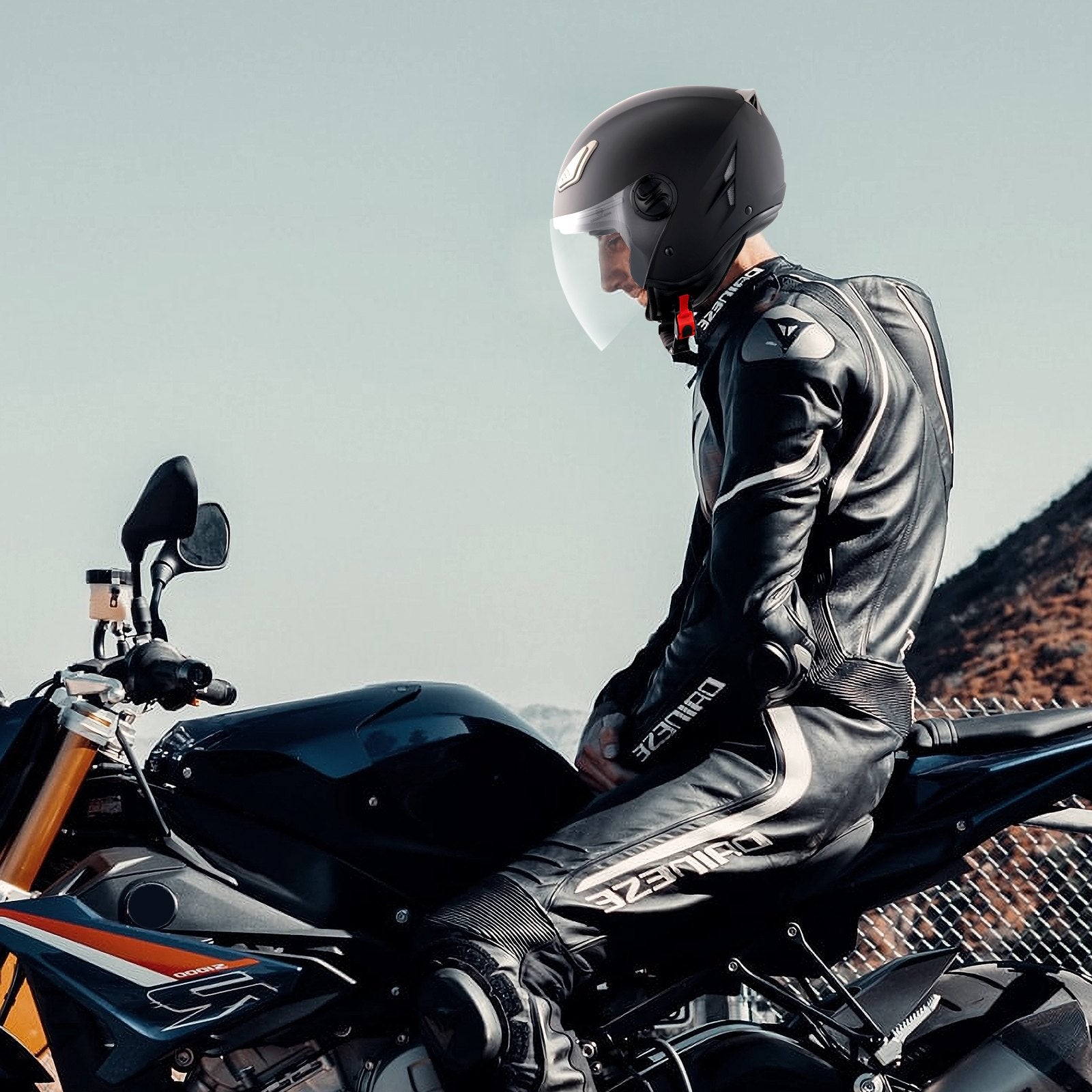 Bicycle Helmets: VEVOR 3/4-Face Motorcycle Helmet Motocross Helmet with Bluetooth Communication