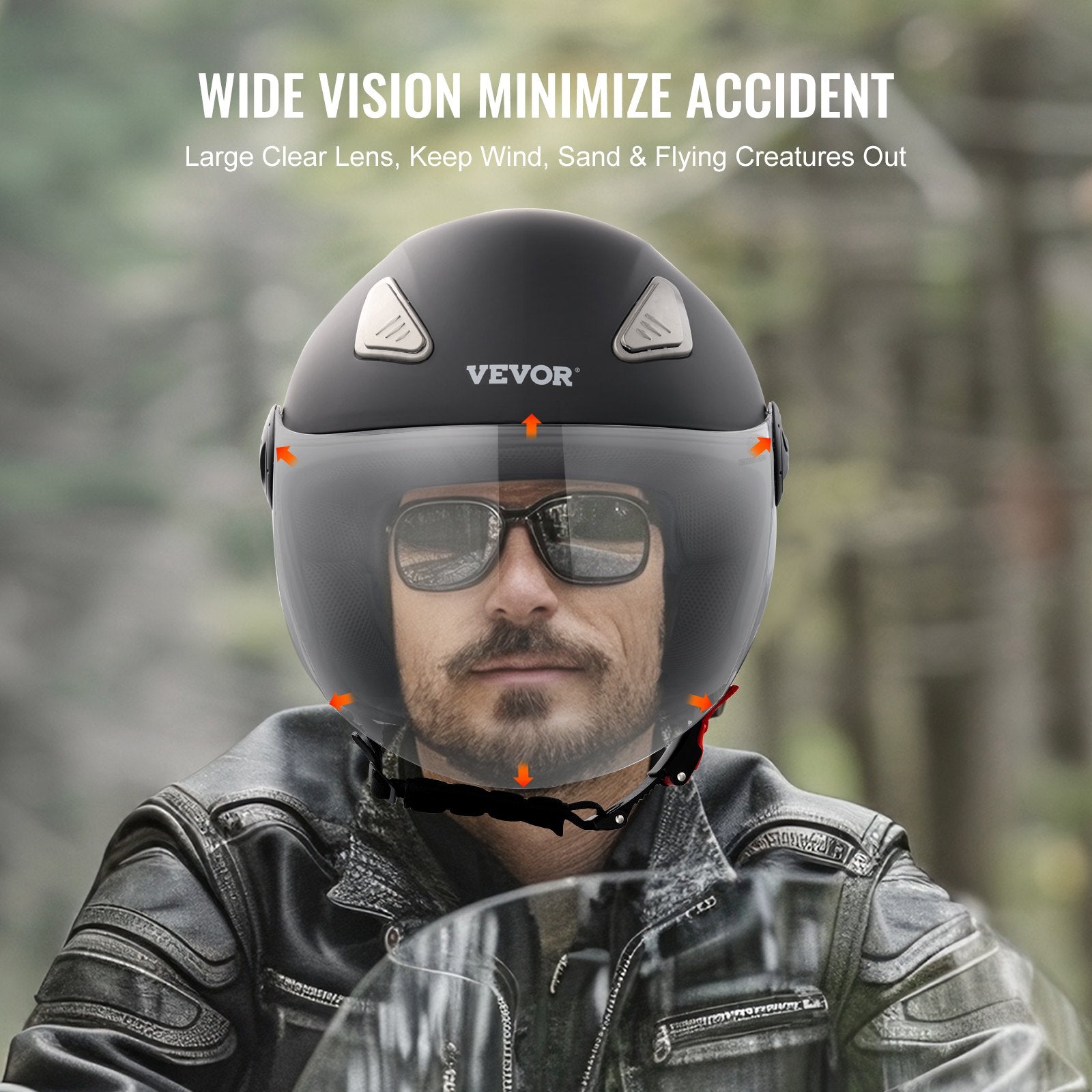 Bicycle Helmets: VEVOR 3/4-Face Motorcycle Helmet Motocross Helmet with Bluetooth Communication