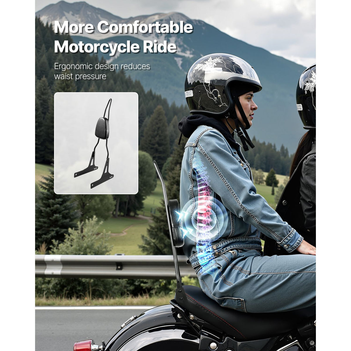 Motorcycle Backrest Sissy Bar, Compatible With Harley-Davidson Dyna Street Glide Road Glide Road King, 730mm Height Detachable Passenger Backrest, For Motorcycles, Black