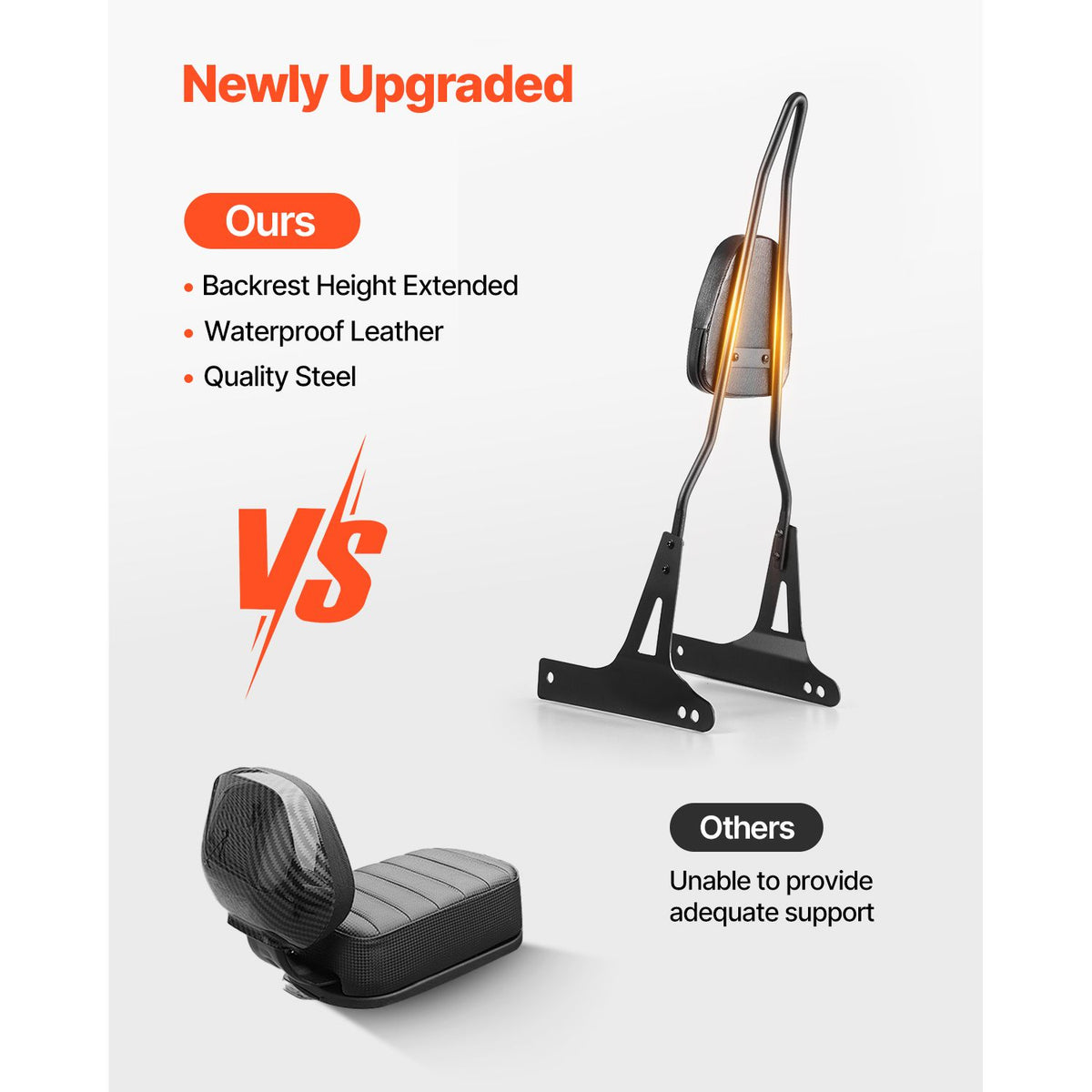 Motorcycle Backrest Sissy Bar, Compatible With Harley-Davidson Dyna Street Glide Road Glide Road King, 730mm Height Detachable Passenger Backrest, For Motorcycles, Black