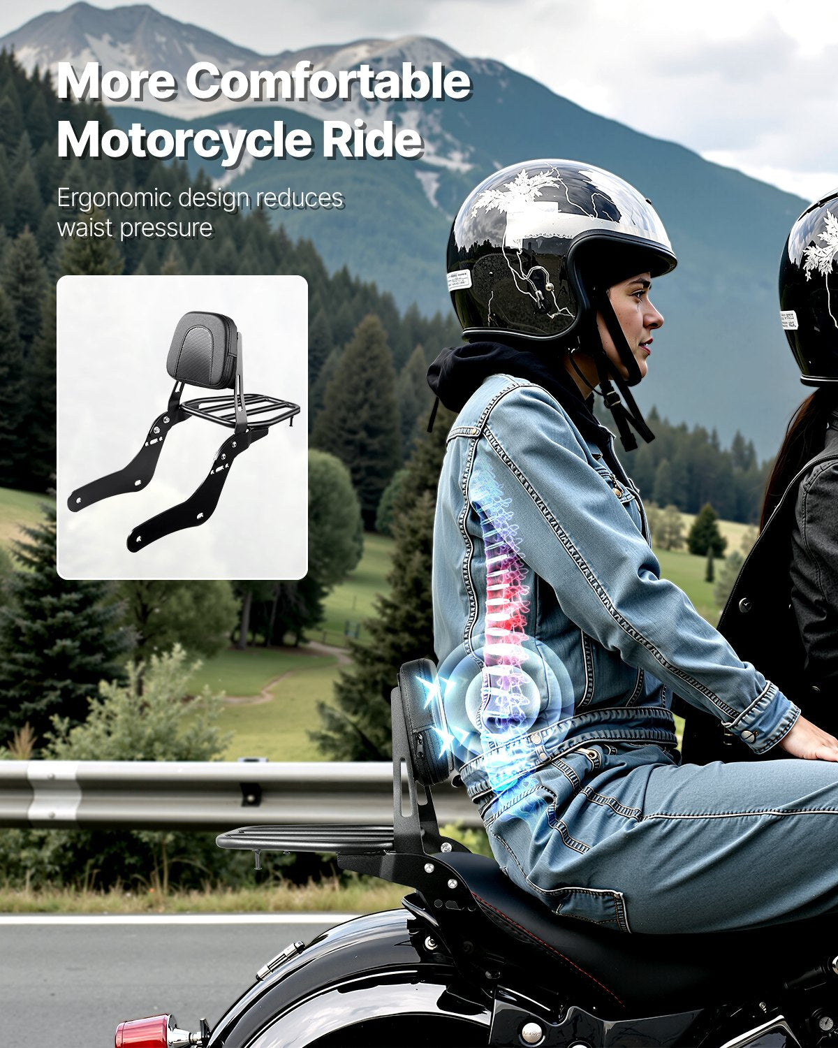 Cross Bar: VEVOR Motorcycle Backrest Sissy Bar with Luggage Rack for Honda Rebel 2017-2022