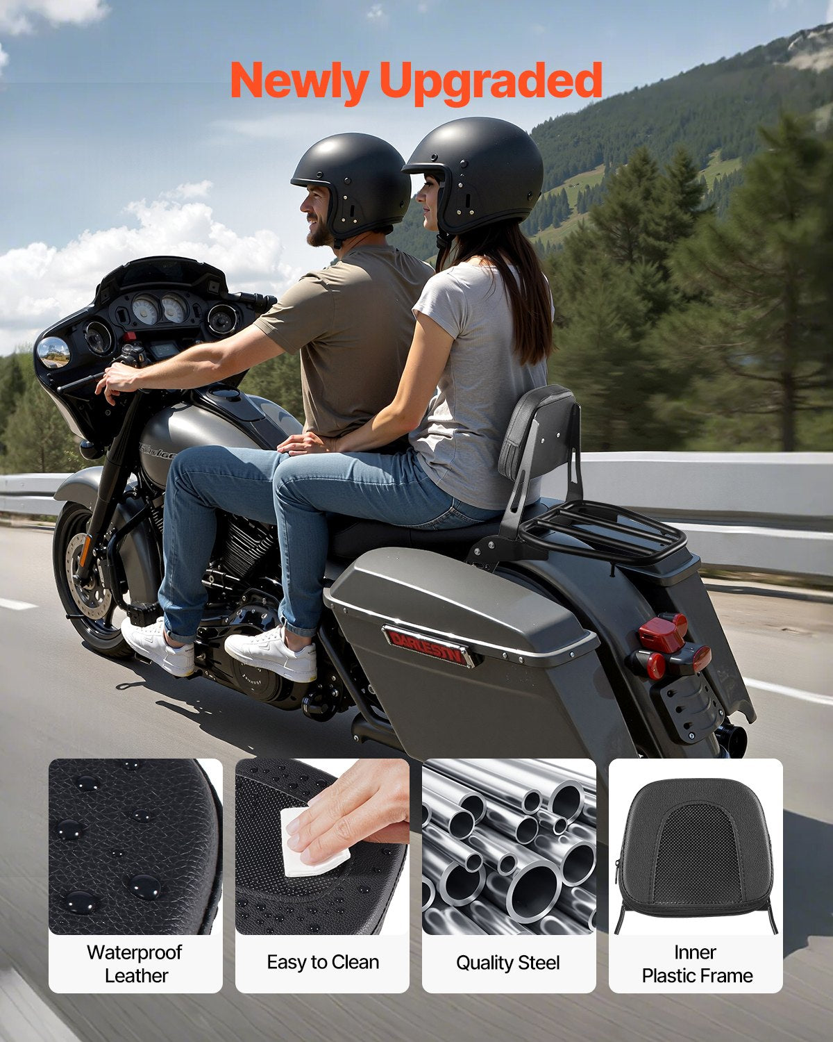 Cross Bar: VEVOR Motorcycle Backrest Sissy Bar with Luggage Rack for Honda Rebel 2017-2022