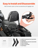 Cross Bar: VEVOR Motorcycle Backrest Sissy Bar with Luggage Rack for Honda Rebel 2017-2022