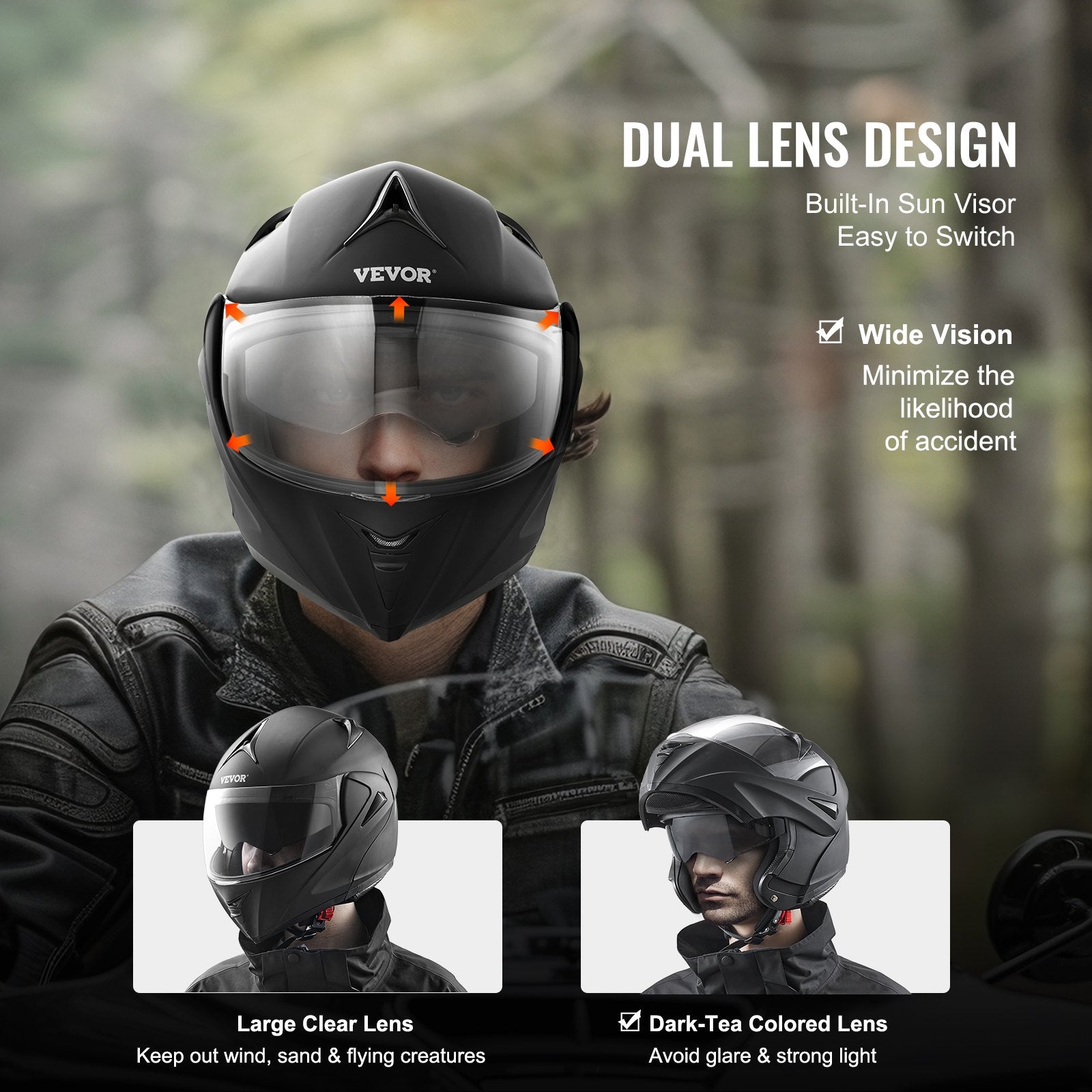 Bicycle Helmets: VEVOR Unmasked Motorcycle Helmet Motocross Helmet with Bluetooth Communication