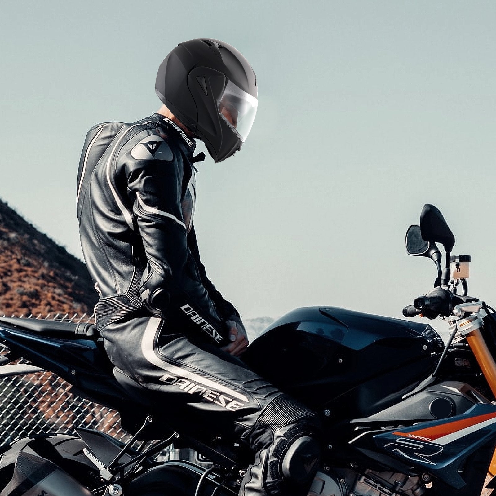 Bicycle Helmets: VEVOR Unmasked Motorcycle Helmet Motocross Helmet with Bluetooth Communication