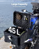 Bicycle Bags: VEVOR Motorcycle Top Case, Universal Aluminum Alloy Motorbike Tail Box with Leather Lining, 45L Waterproof Detachable Motorcycle Top Box with Lock & Back Cushion, Fit for 99% of Motorcycle Frames