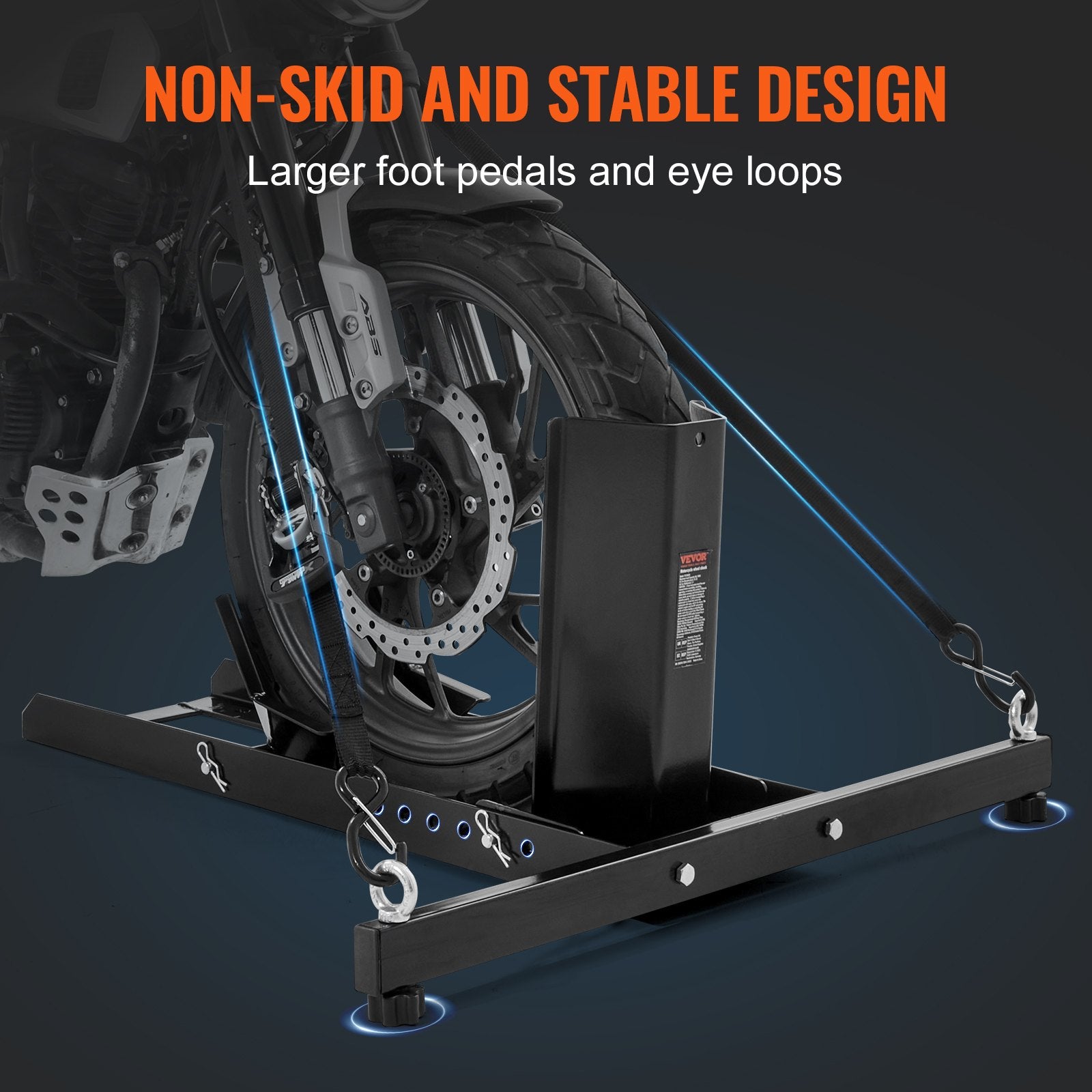 Scooter Accessories: VEVOR Motorcycle Wheel Chock Upright, 816.5 kg Capacity, Heavy-duty Steel Motorcycle Front Wheel Stand with 6 Adjustable Holes, For 381-558.8 mm Off-Road Motorcycles, Standard Motorcycles