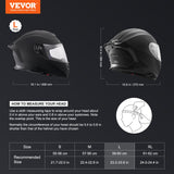 Bicycle Helmets: VEVOR Full Face Motorcycle Helmet Motocross Helmet with Bluetooth Slot