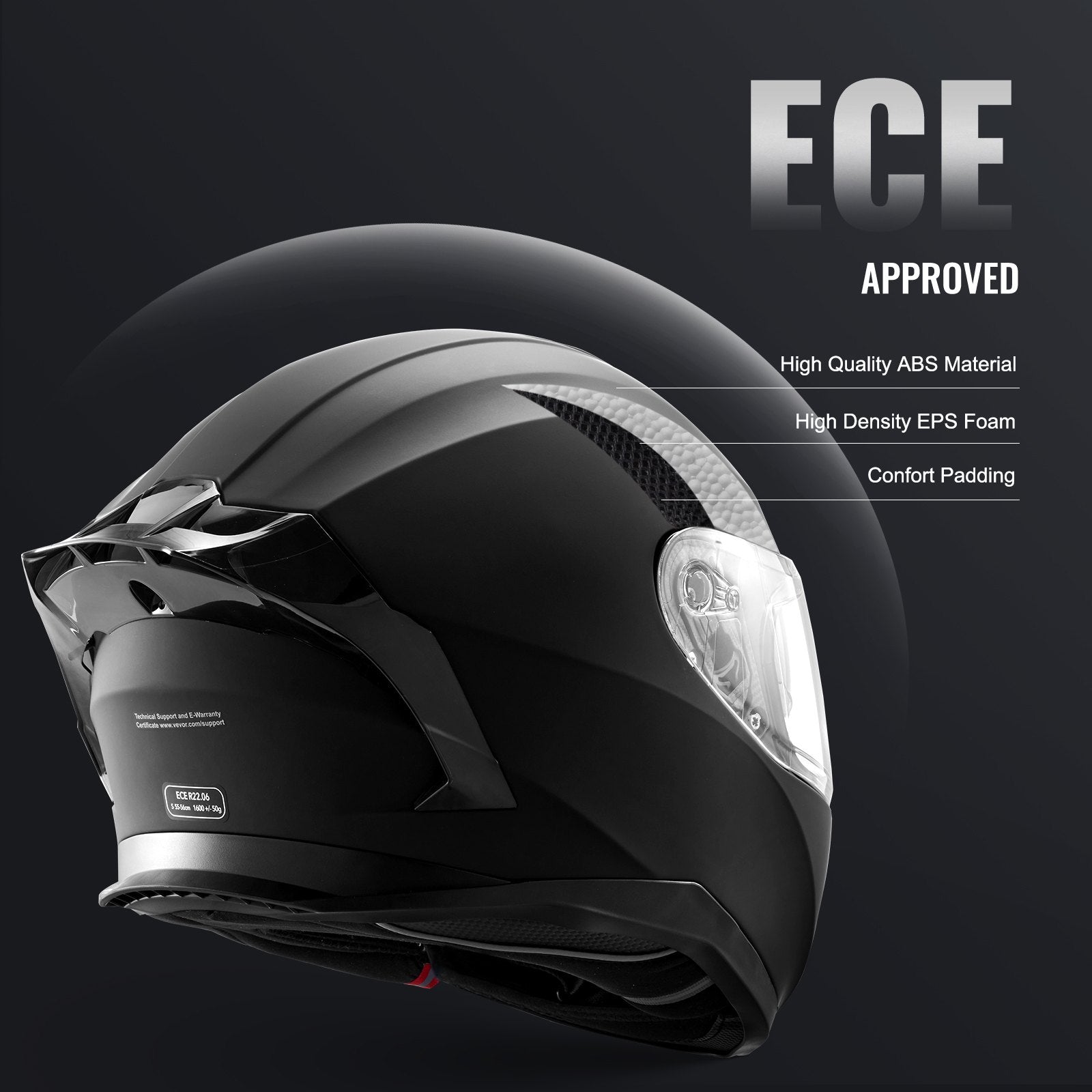Bicycle Helmets: VEVOR Full Face Motorcycle Helmet Motocross Helmet with Bluetooth Slot