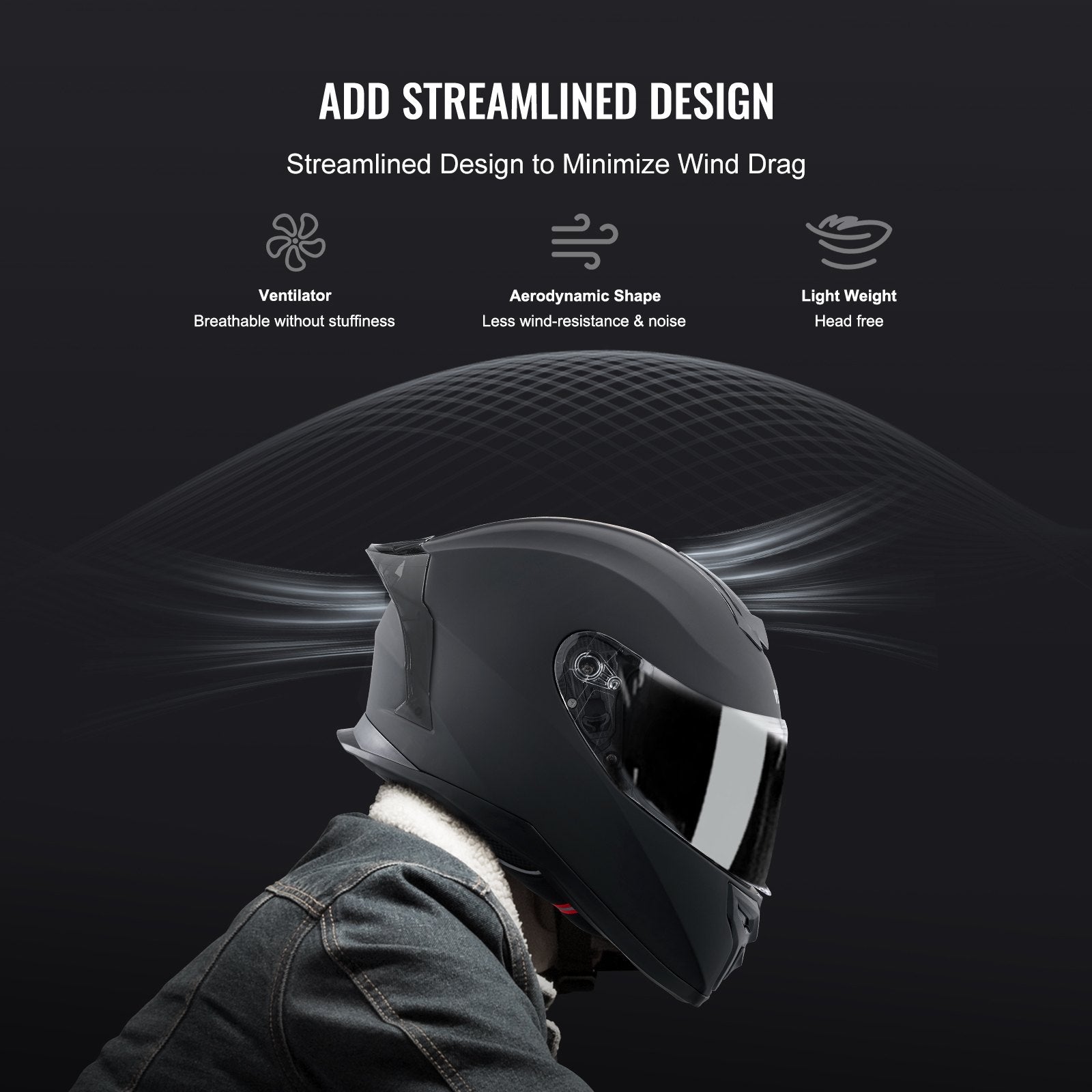 Bicycle Helmets: VEVOR Full Face Motorcycle Helmet Motocross Helmet with Bluetooth Slot