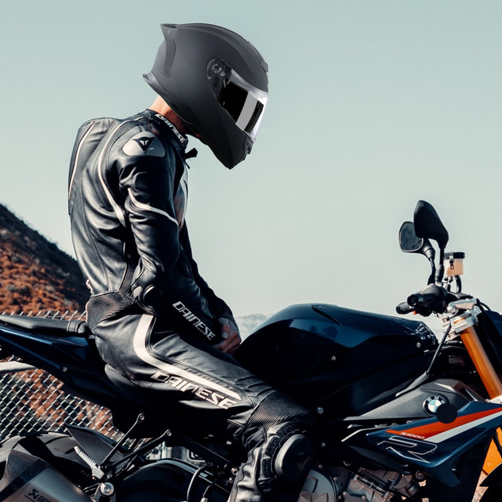 Bicycle Helmets: VEVOR Full Face Motorcycle Helmet Motocross Helmet with Bluetooth Slot
