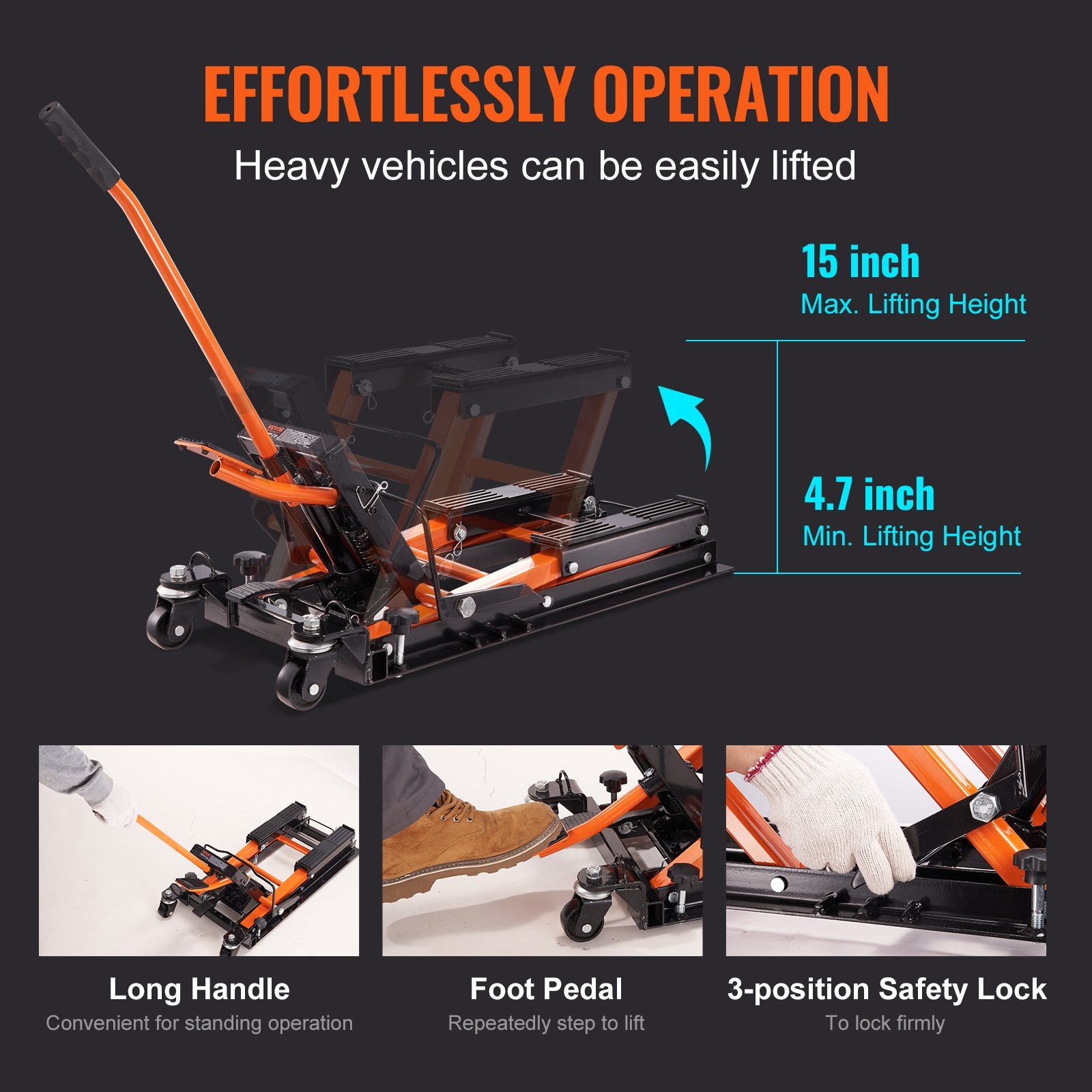 Automotive Lifts & Hoists: VEVOR Motorcycle Hydraulic Pump Jack 1500 LBS ATV Dirt Bike Stand